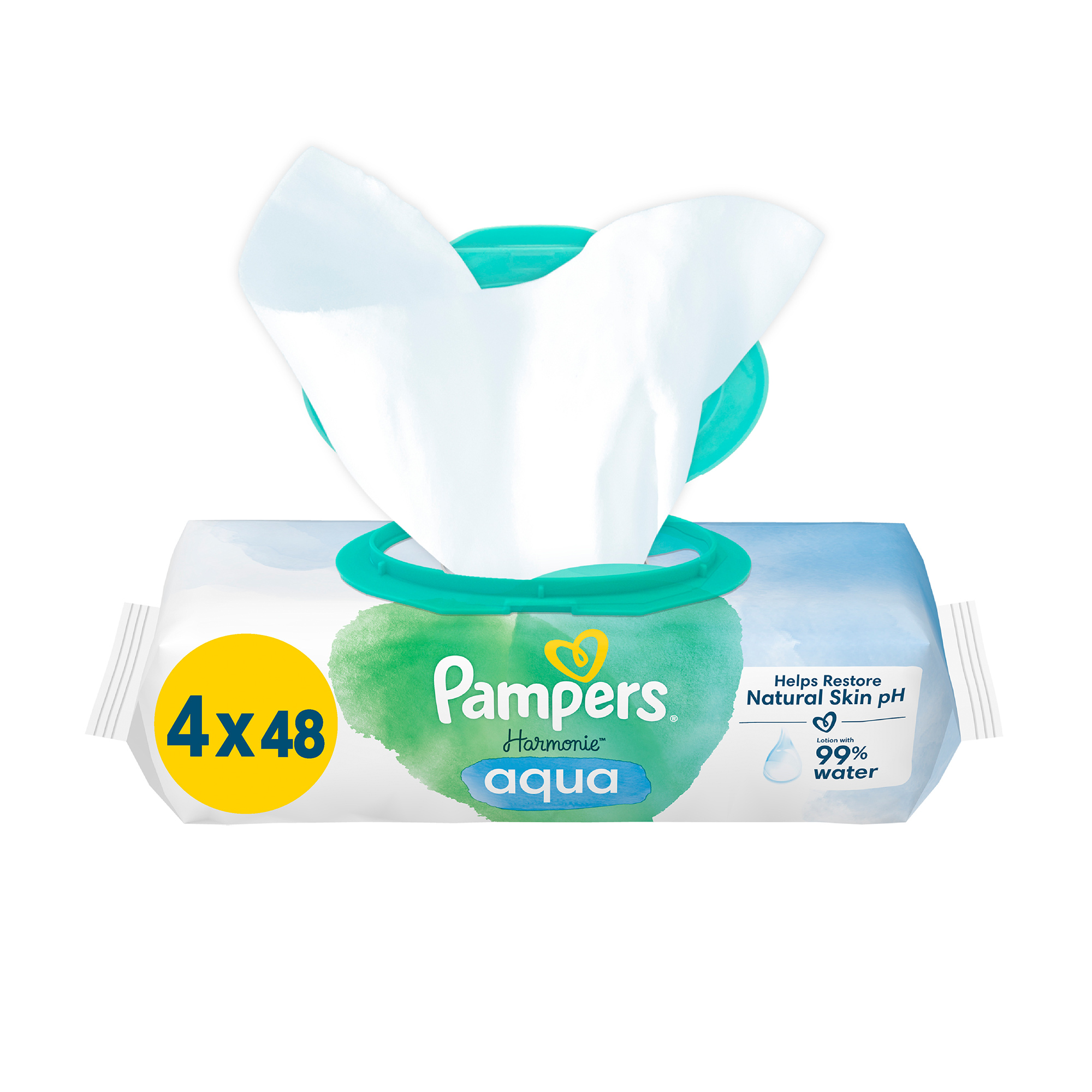 Дитячі вологі серветки Pampers Harmonie Aqua, 192 шт