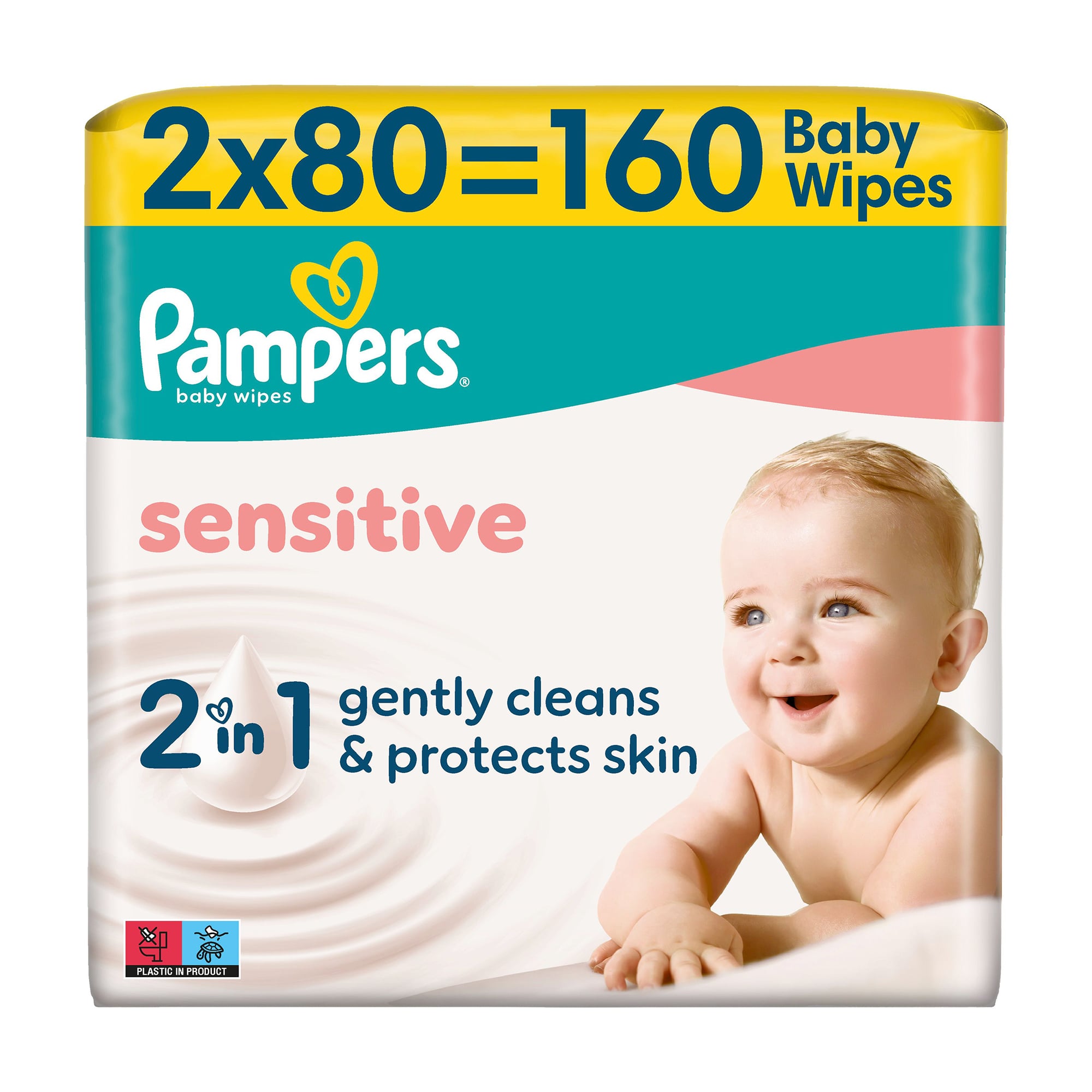 Дитячі вологі серветки Pampers Sensitive, 2*80 шт