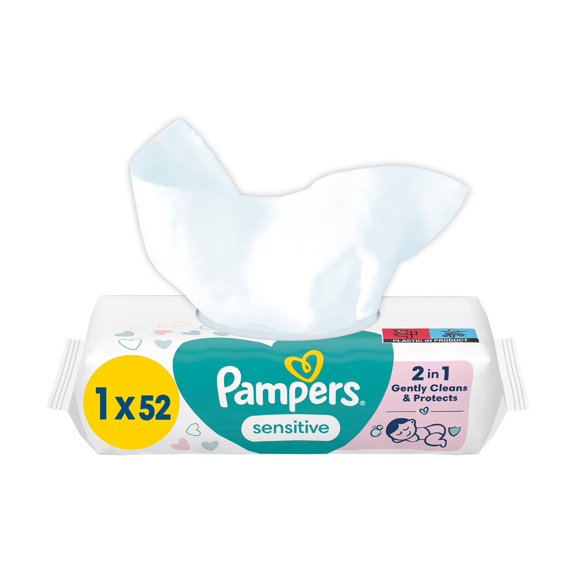 Дитячі вологі серветки Pampers Sensitive, 52 шт