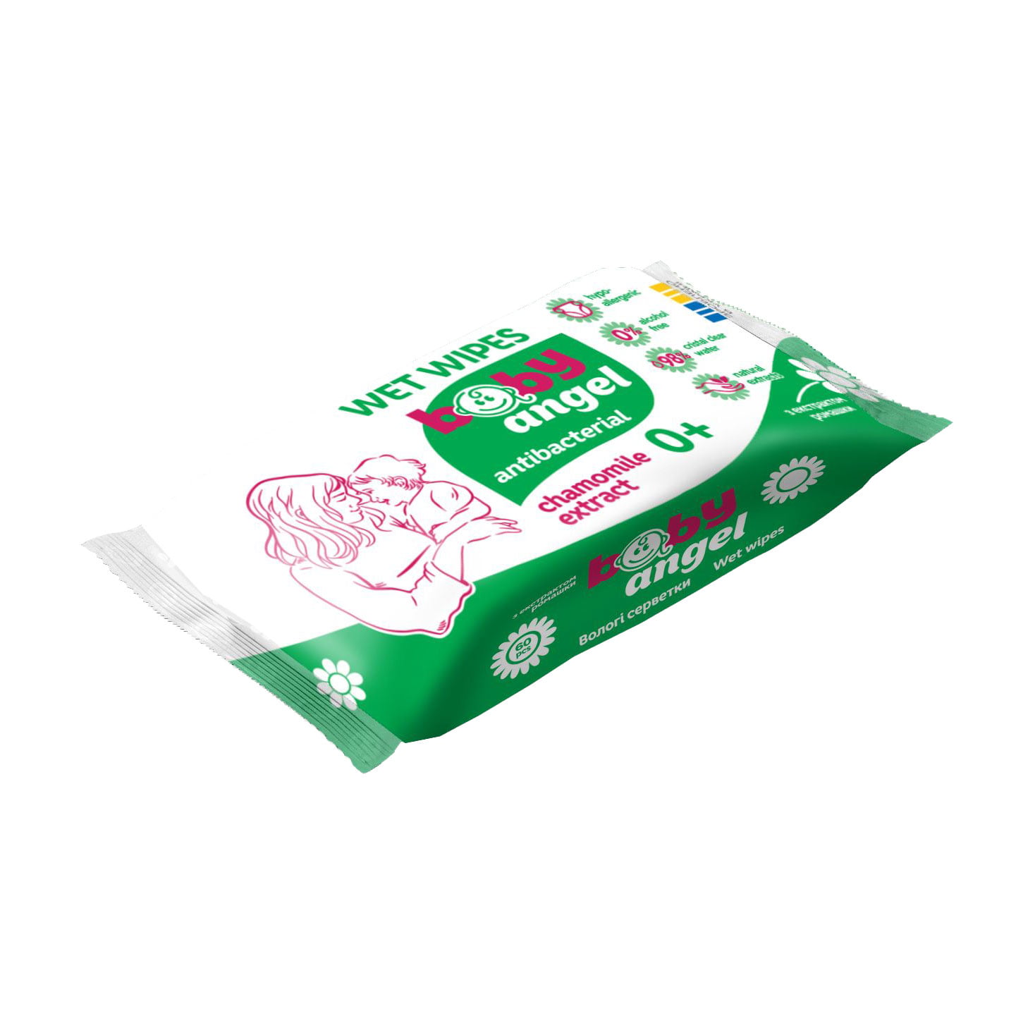 Дитячі вологі серветки Snow Wipes Baby Angel, 60 шт