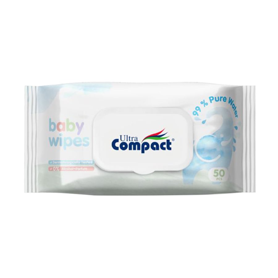 Дитячі вологі серветки Ultra Compact Baby Wipes 99% Pure Water з клапаном, 50 шт