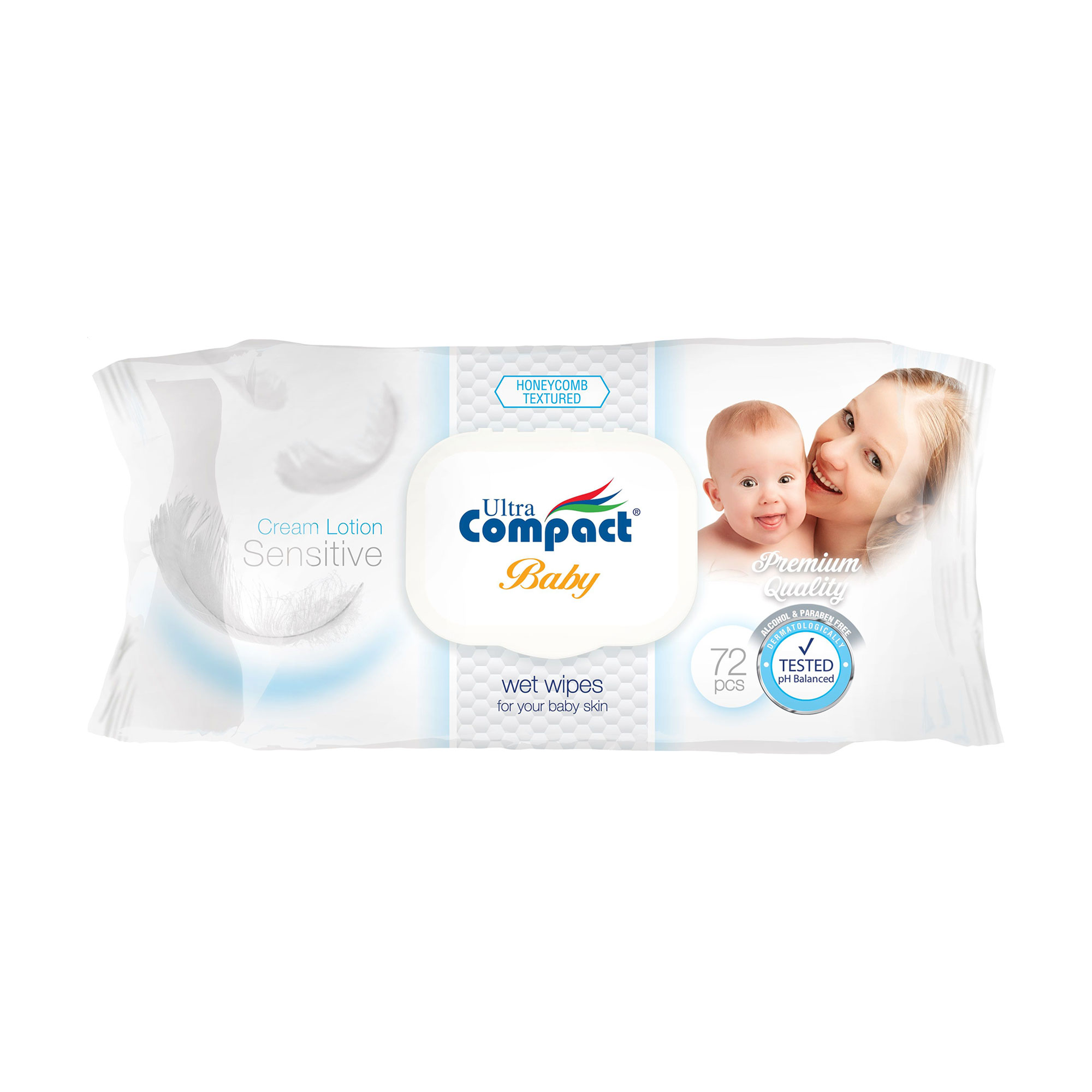 Дитячі вологі серветки Ultra Compact Sensetive з клапаном, 72 шт