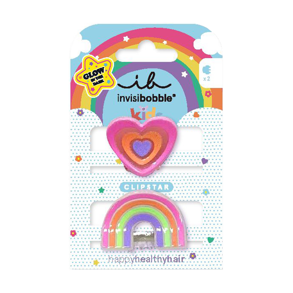 Дитячі заколки для волосся Invisibobble Glow Clipstar Kids Happy Heart, 2 шт