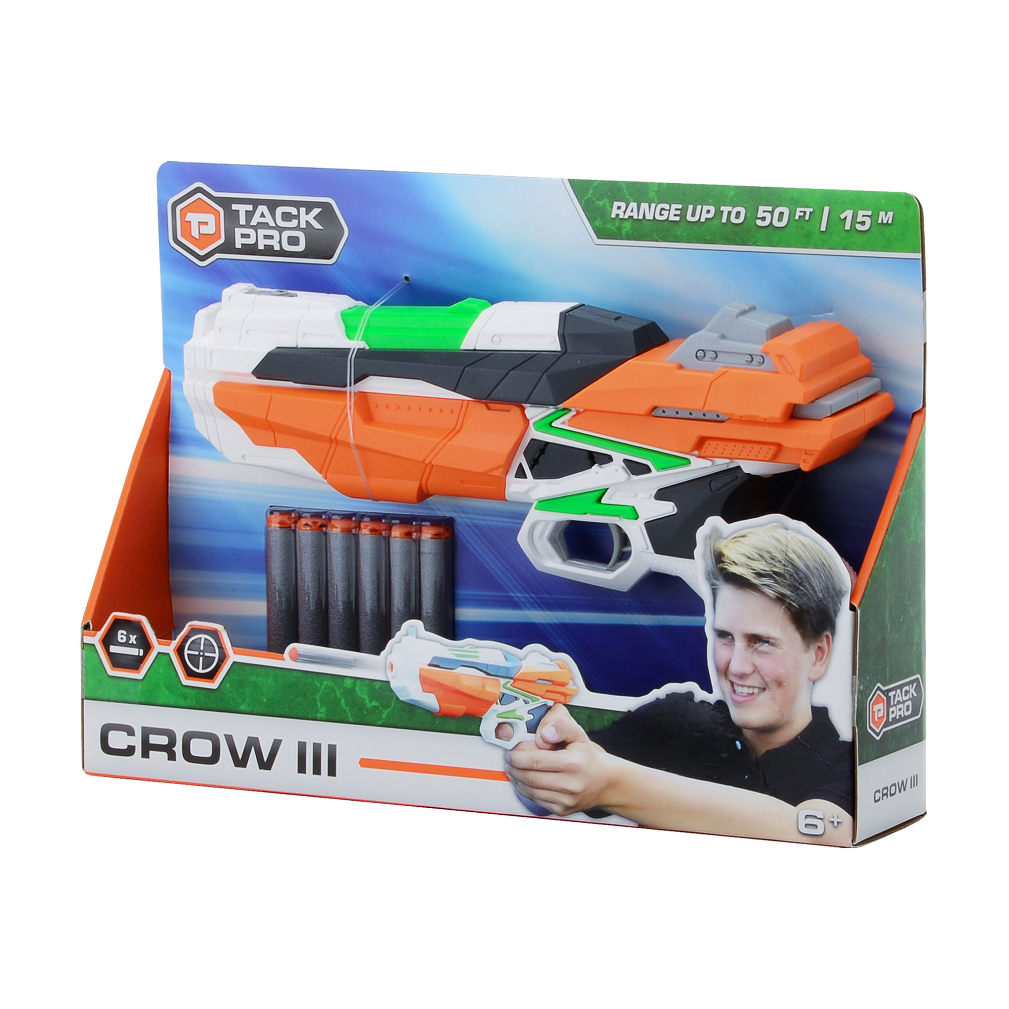 Дитячий дартбластер Tack Pro Crow III з 6 патронами, від 6 років, 29 см (6337447)