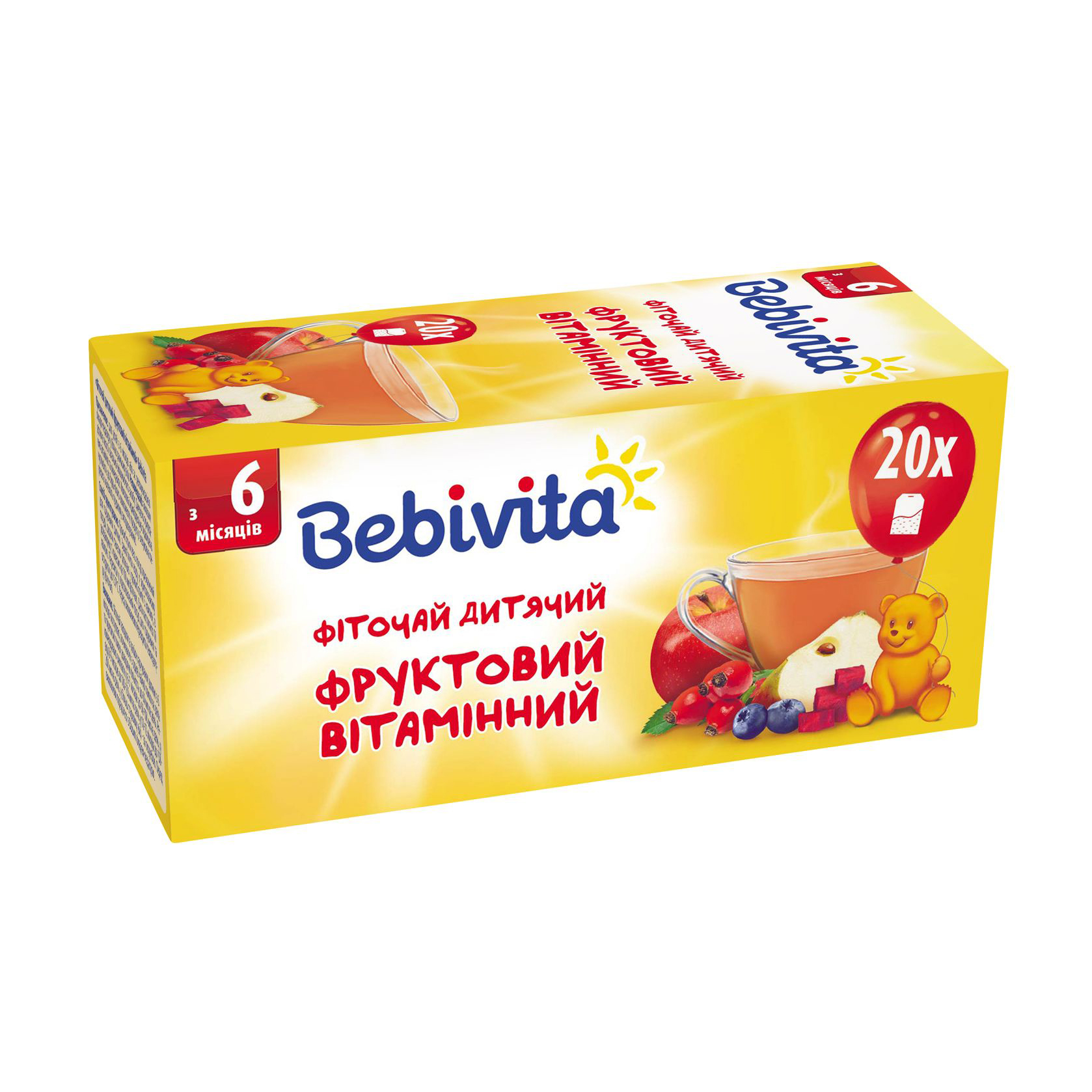Дитячий фіточай Bebivita Фруктовий, вітамінний, від 6 місяців, 20*1.5 г