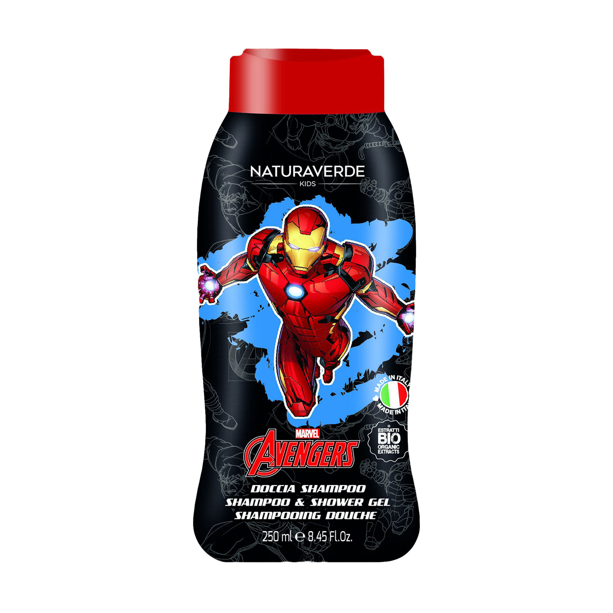 Дитячий гель для душу та шампунь Naturaverde Kids Marvel Avengers Shampoo &amp; Shower Gel, 250 мл