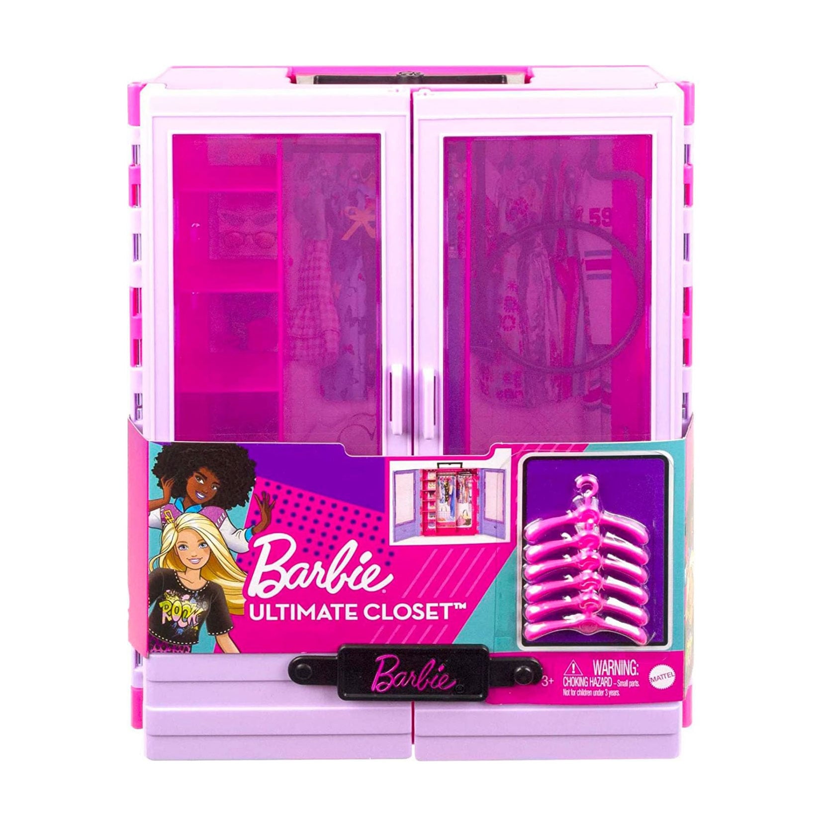 Дитячий ігровий набір Barbie Бузкова шафа для одягу з вішаками, 7 елементів, від 3 років, 32*26*8 см (HJL65)