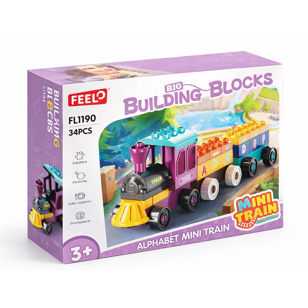 Дитячий конструктор FEELO TOYS Кольоровий потяг, 34 деталі, від 3 років (FL1190)