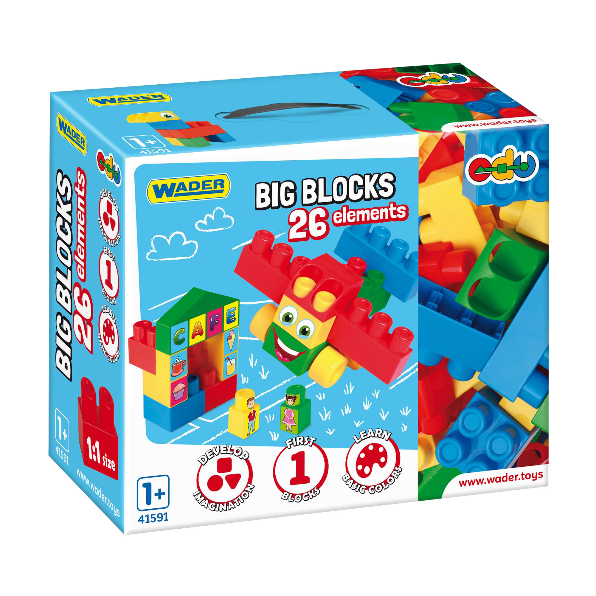 Дитячий конструктор Wader Big Blocks від 1 року, 25*30*12 см, 26 елементів (41591)