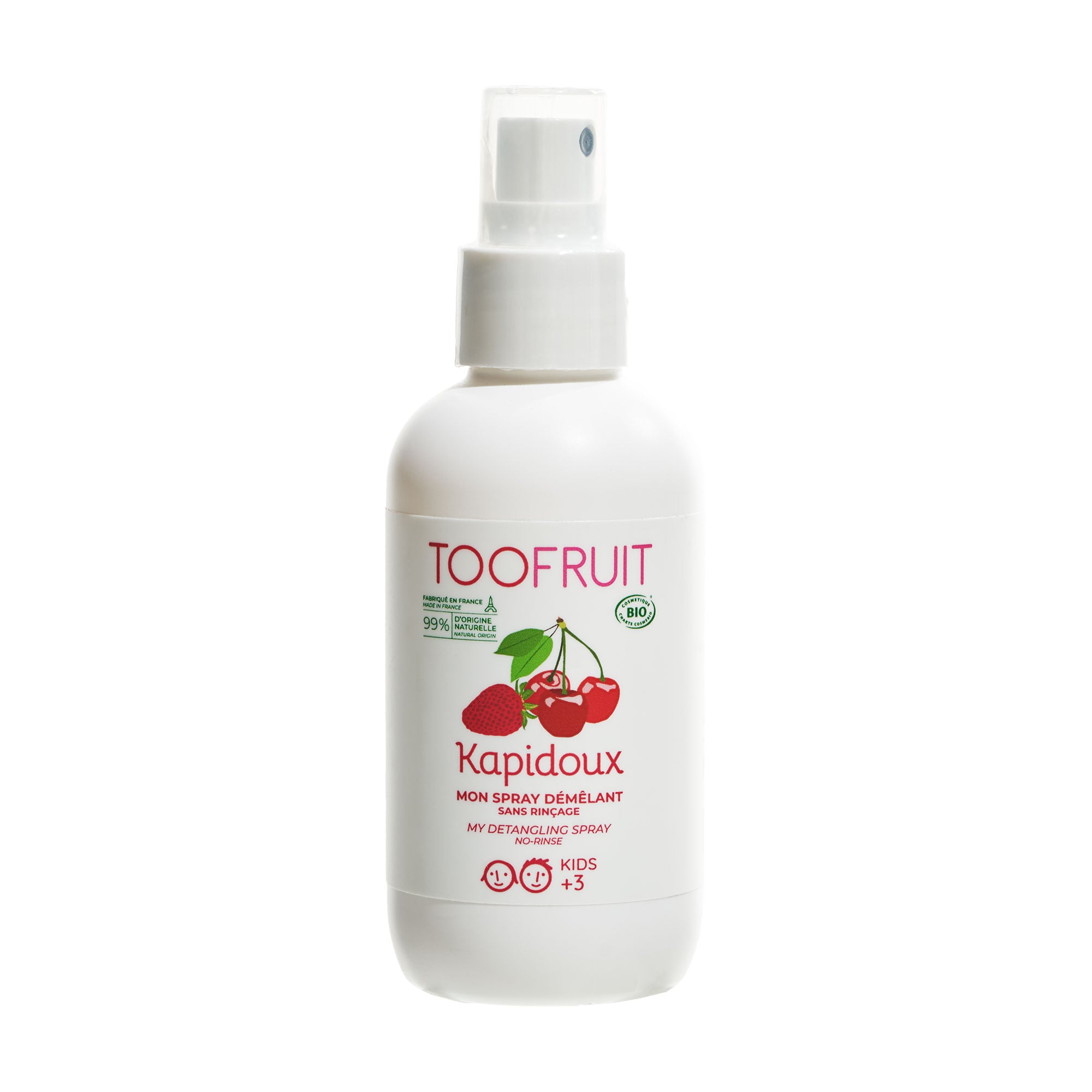 Дитячий легкий спрей-кондиціонер для волосся TOOFRUIT Kapidoux My Detangling Spray No-Rinse Вишня-Полуниця, від 3 років, 125 мл