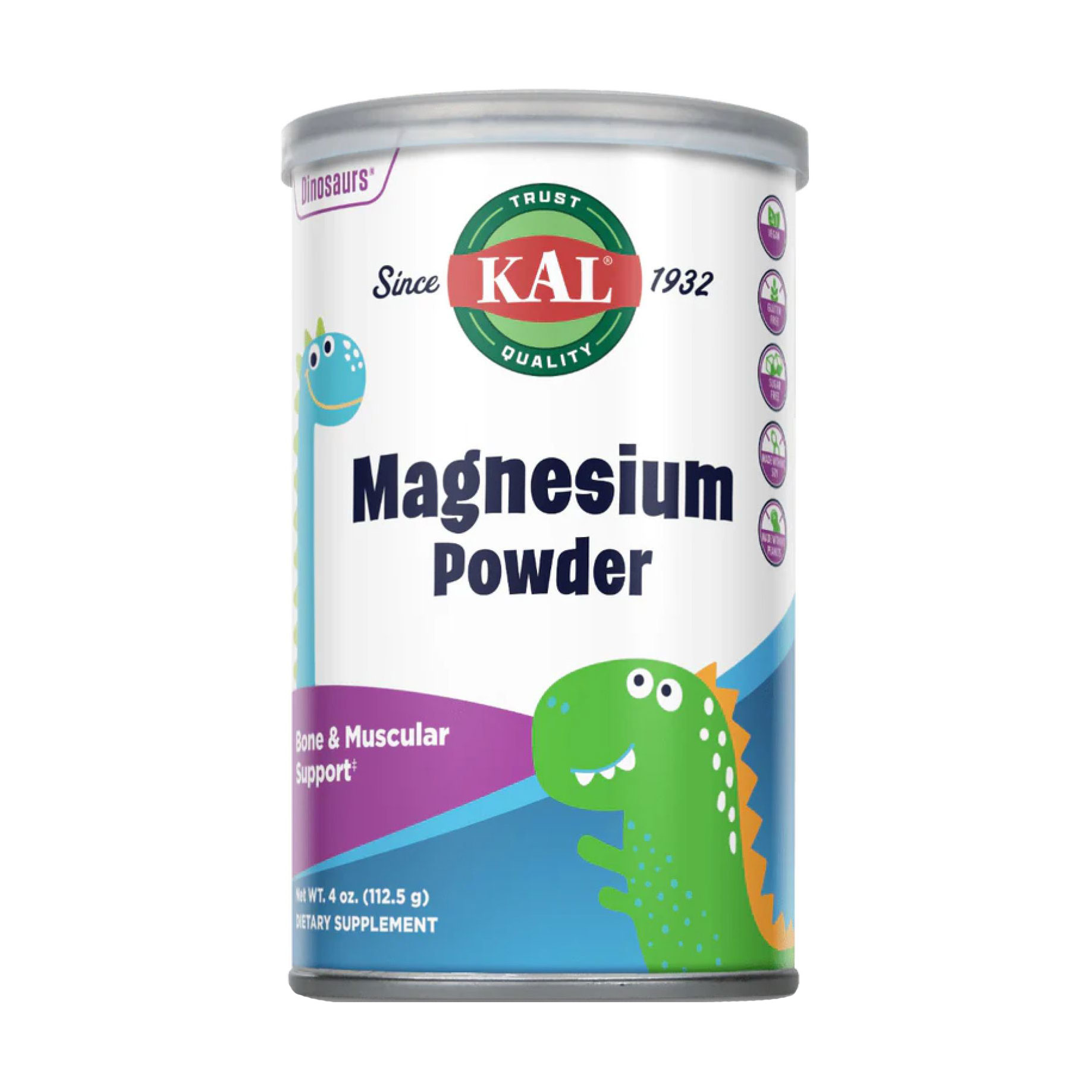 Дитячий магній KAL Magnesium Powder 200 мг без смаку, від 4 років, 112.5 г