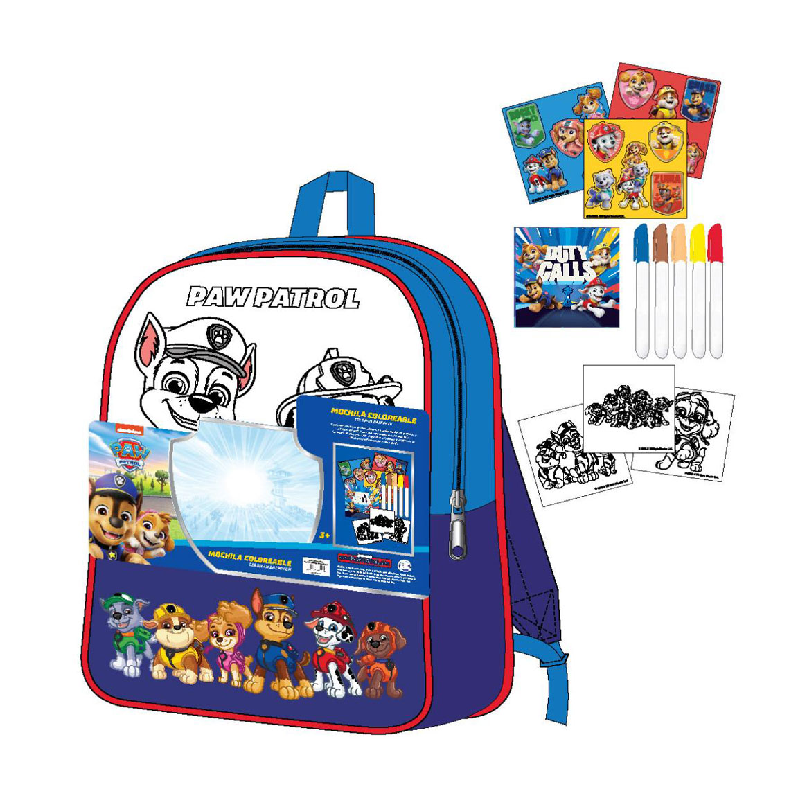 Дитячий набір для розмальовки Cerda Paw Patrol з рюкзаком, від 3 років, 30*38*14 см, 13 предметів (2700001822)