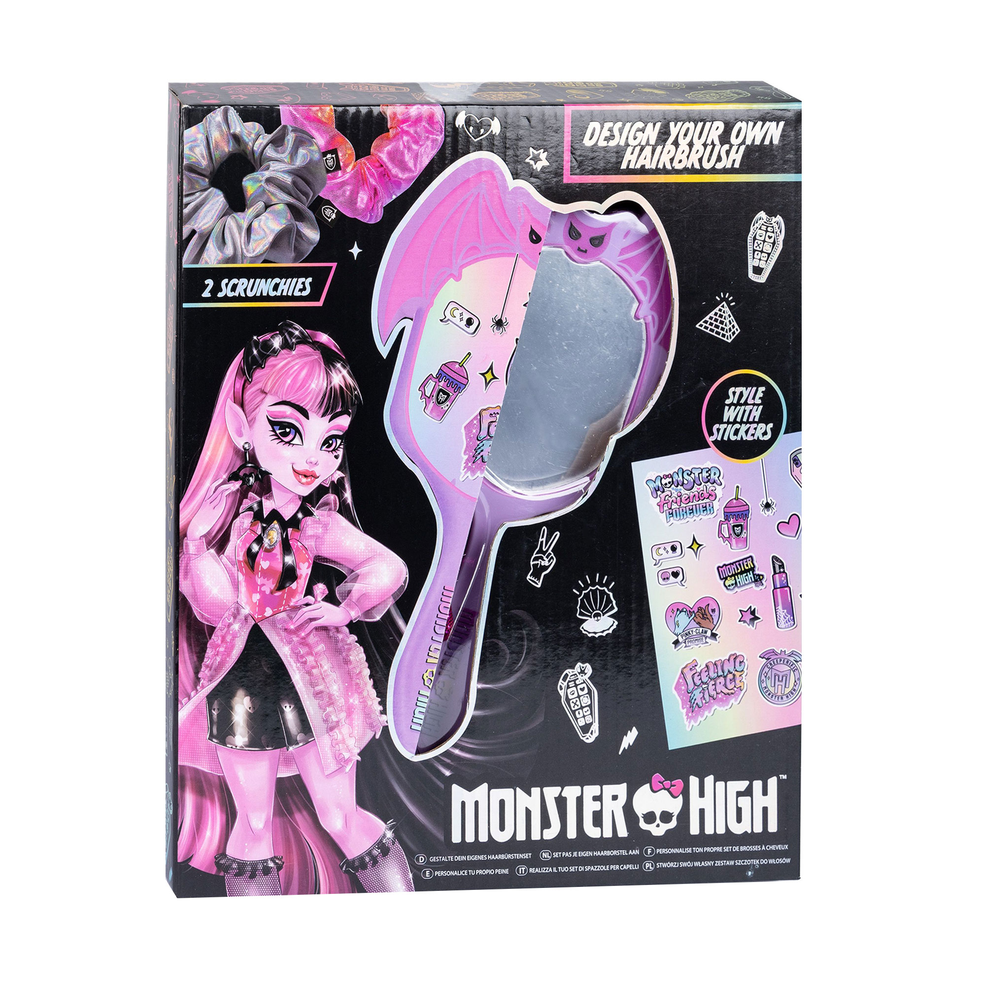 Дитячий набір для волосся Monster High від 3 років (щітка, 1 шт + резинки, 2 шт + наліпки) (71-0003)