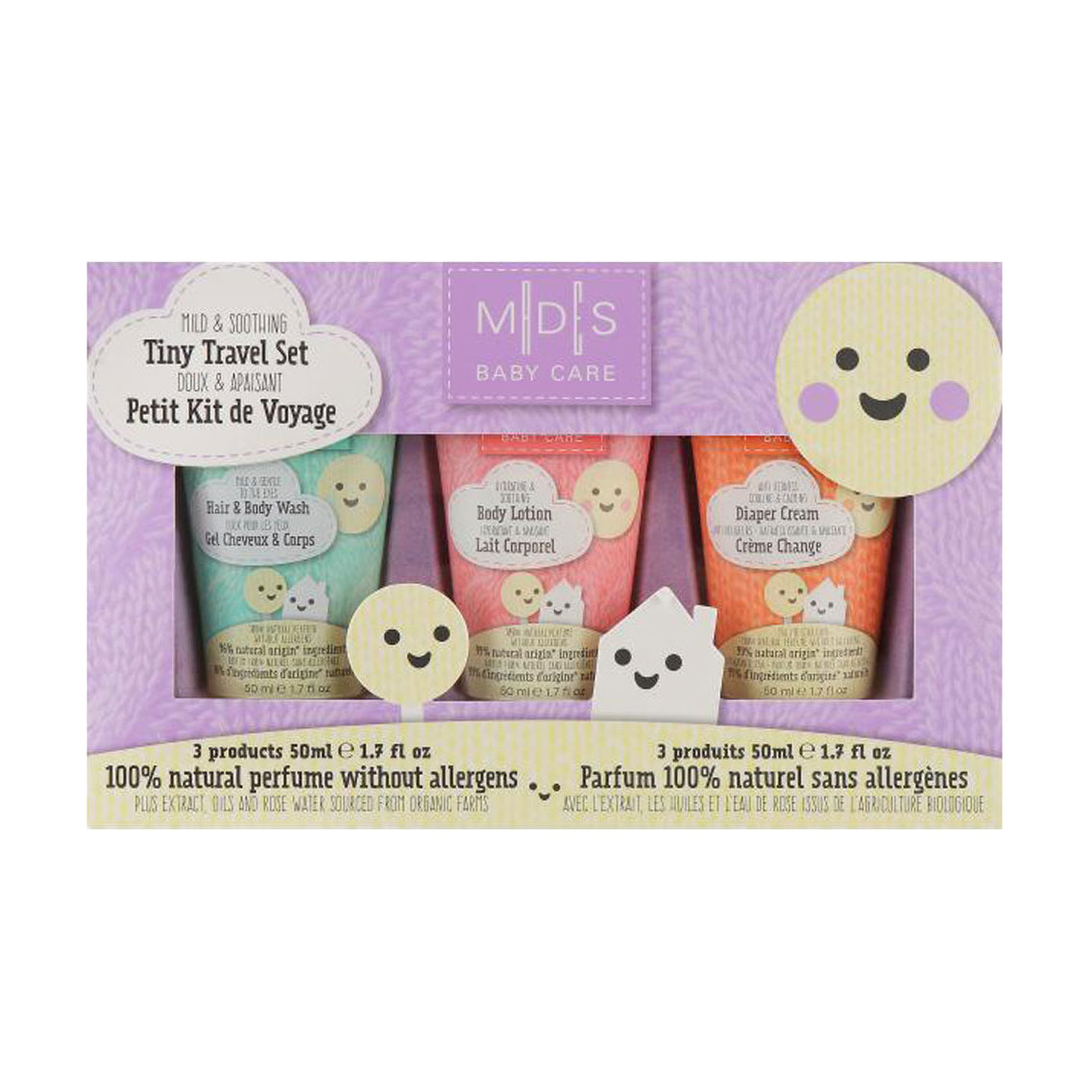 Дитячий набір Mades Cosmetics Baby Care Tiny Travel Set (гель-шампунь для купання, 50 мл + лосьйон для тіла, 50 мл + крем під підгузок, 50 мл)