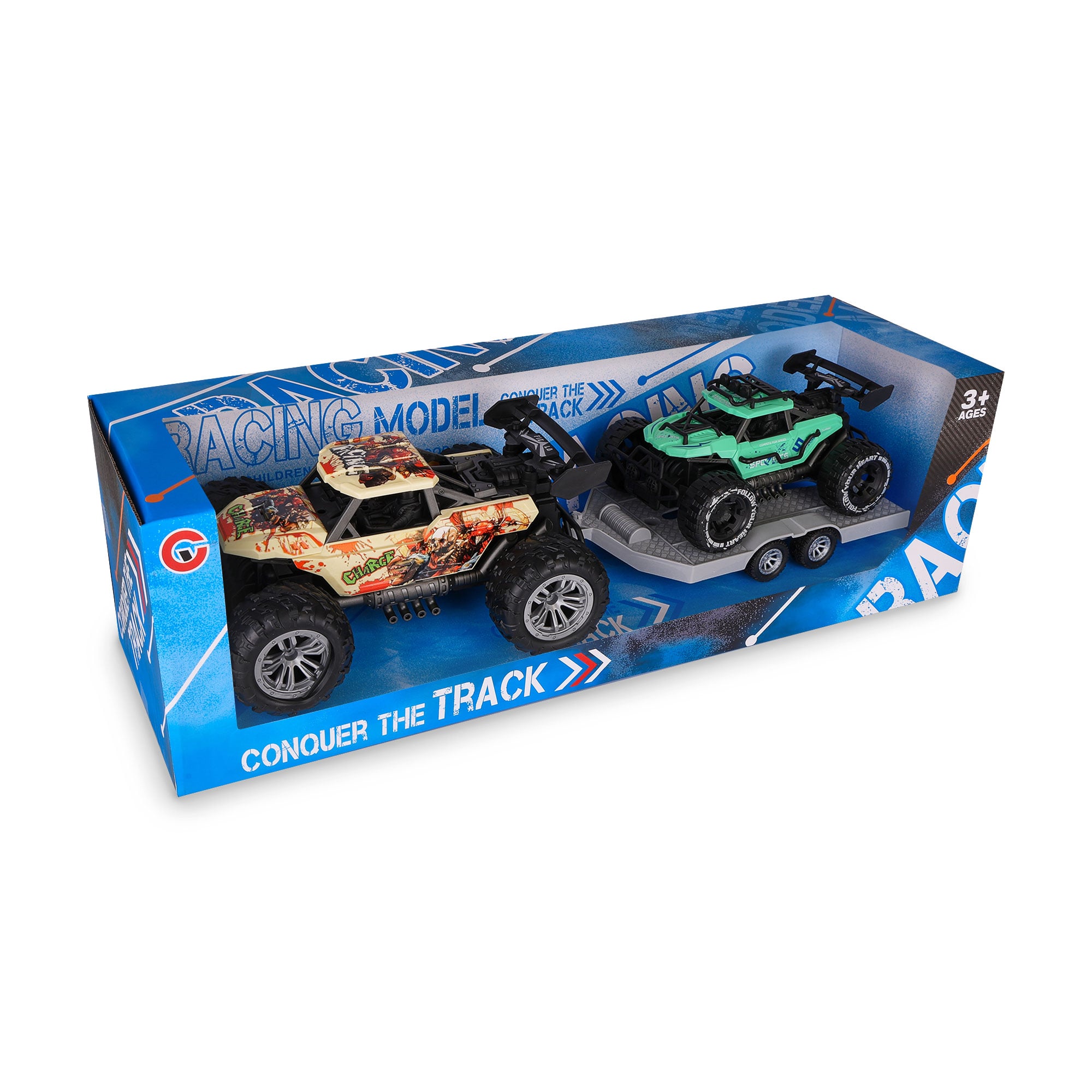 Дитячий набір машинок CHENG YU TOYS з тягачем, зелена/бежева (WFM857896)