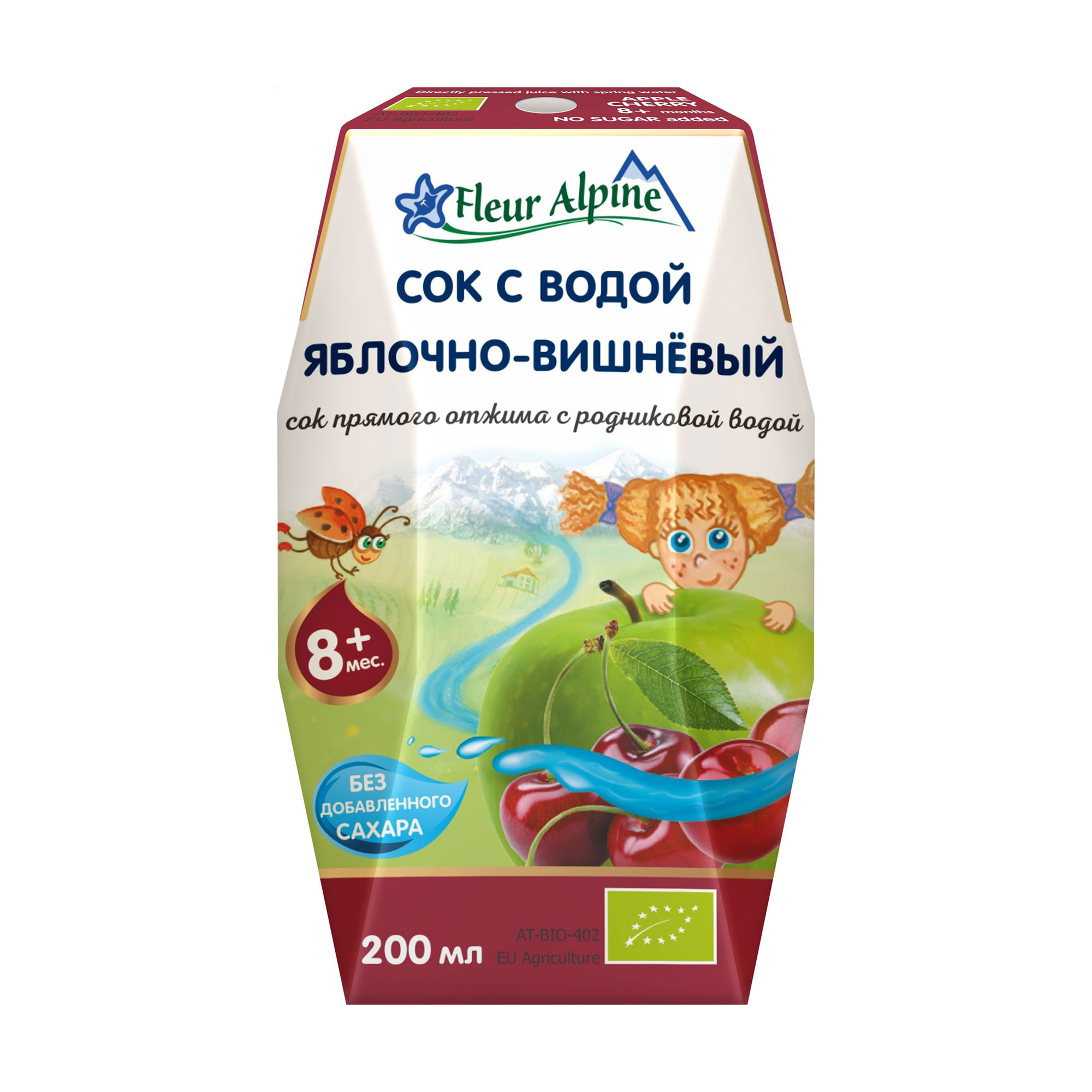 Дитячий напій Fleur Alpine Organic Сік з водою Яблучно-вишневий, від 8 місяців, 200 мл