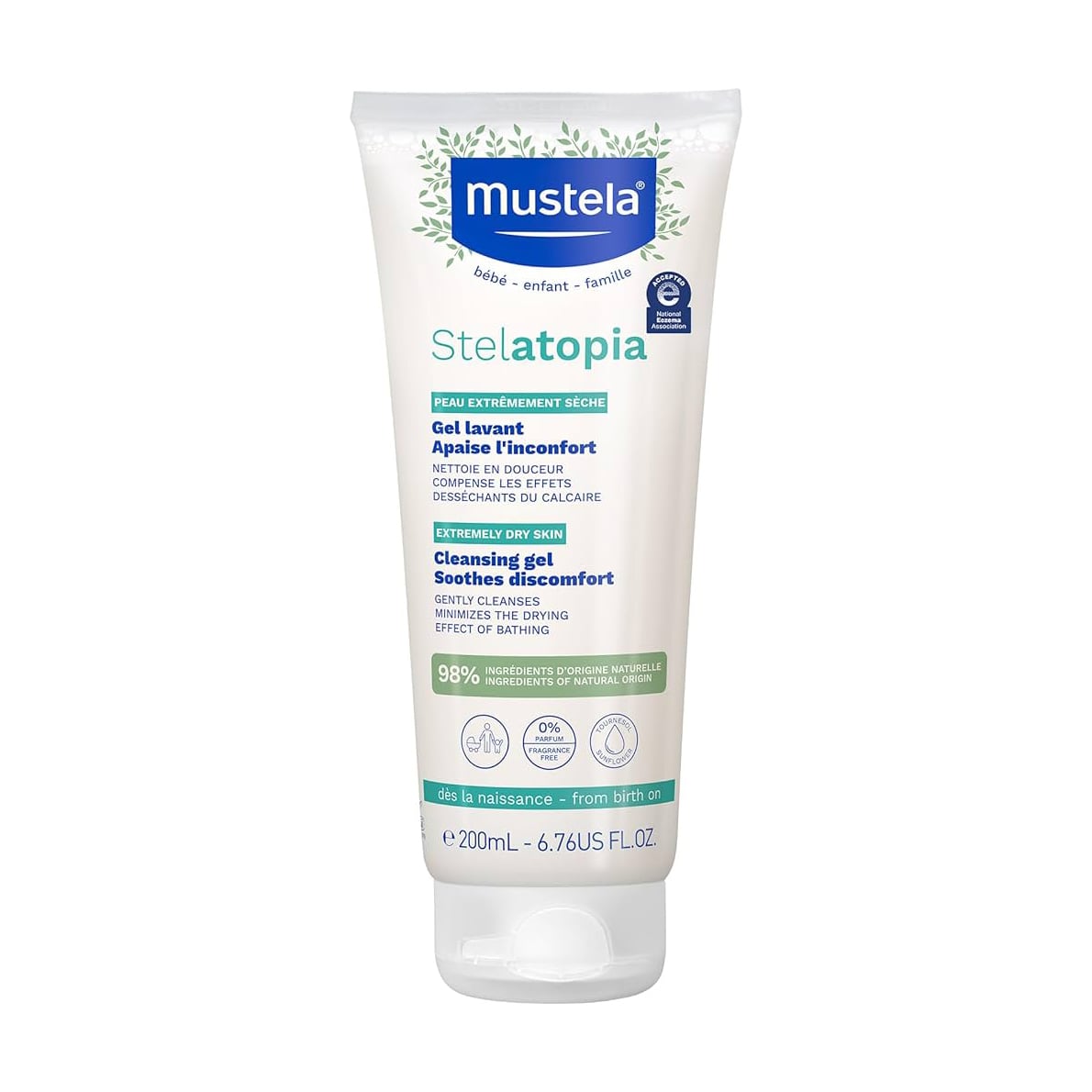 Дитячий очищувальний гель для купання Mustela Stelatopia Cleansing Gel Lavant With Sunflower, для сухої та атопічної шкіри, 200 мл