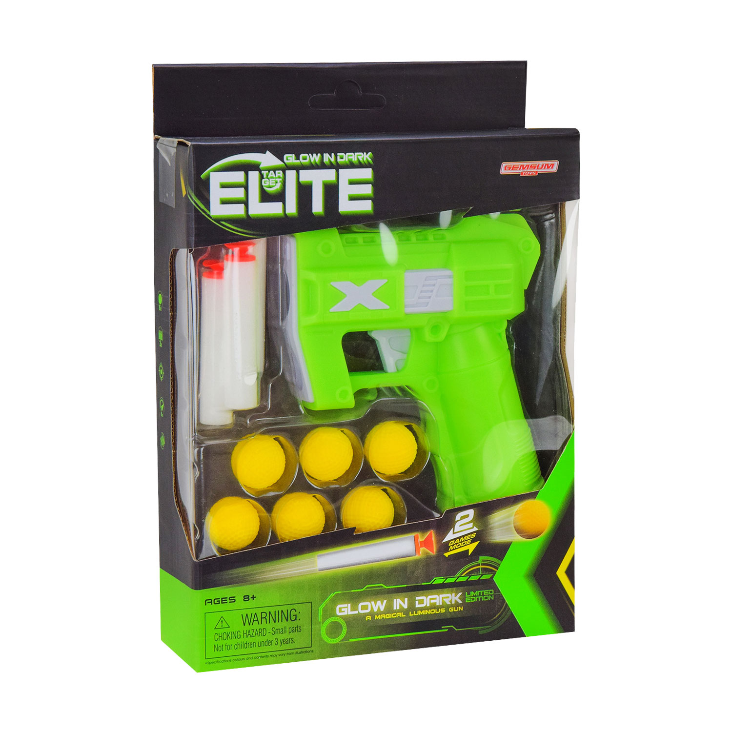 Дитячий пістолет Shantou Jinxing Glow In Dark на поролонових патронах, у коробці, від 8 років, 24.5*18*5.5 см (6090)