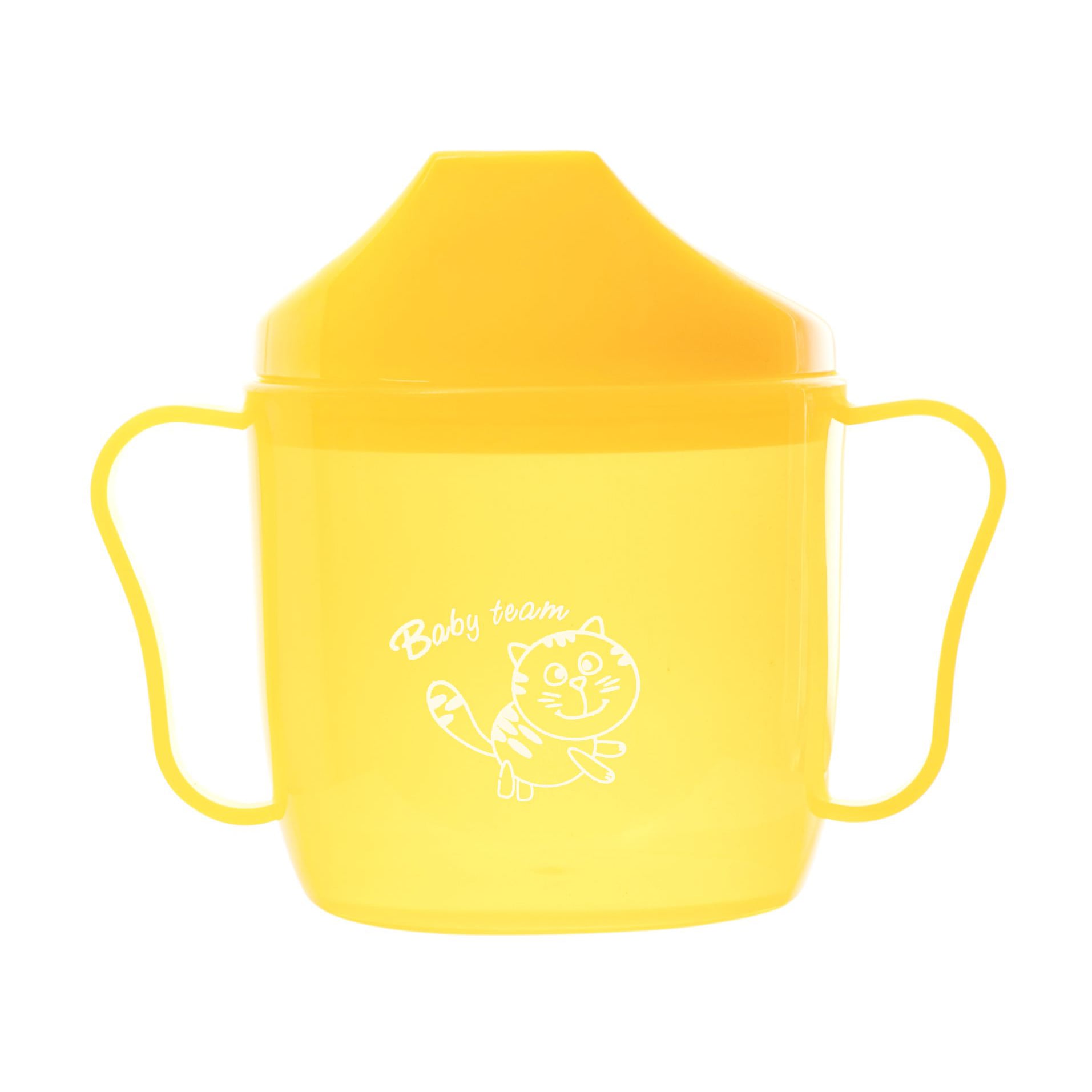 Дитячий поїльник Baby Team зі спаутом та ручками, від 6 місяців, жовтий, 180 мл (5007)