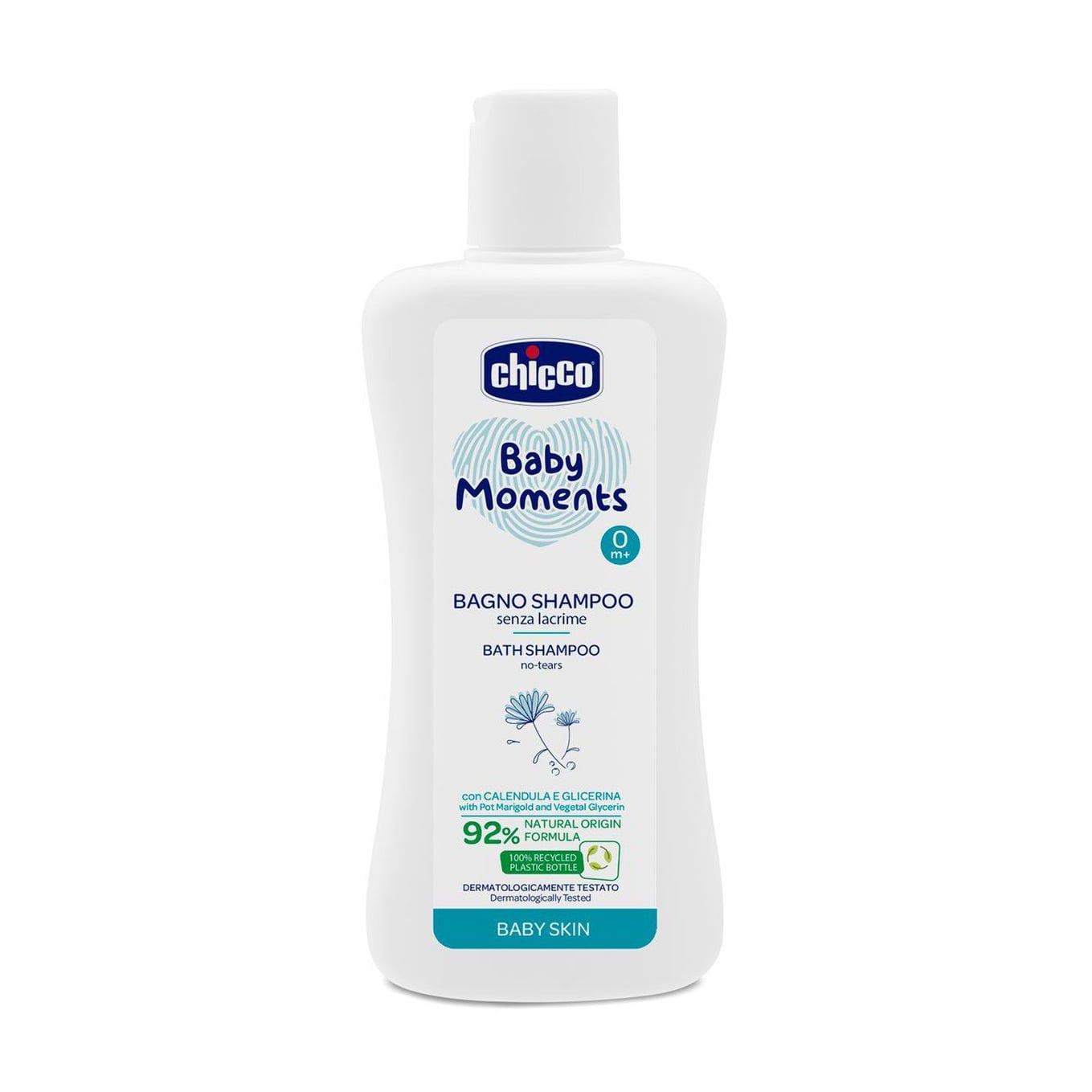 Дитячий шампунь-гель 2 в 1 для волосся та тіла Chicco Baby Moments Без Сліз, 200 мл