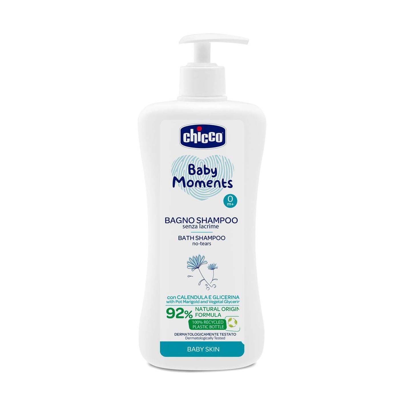Дитячий шампунь-гель 2 в 1 для волосся та тіла Chicco Baby Moments Без Сліз, 750 мл