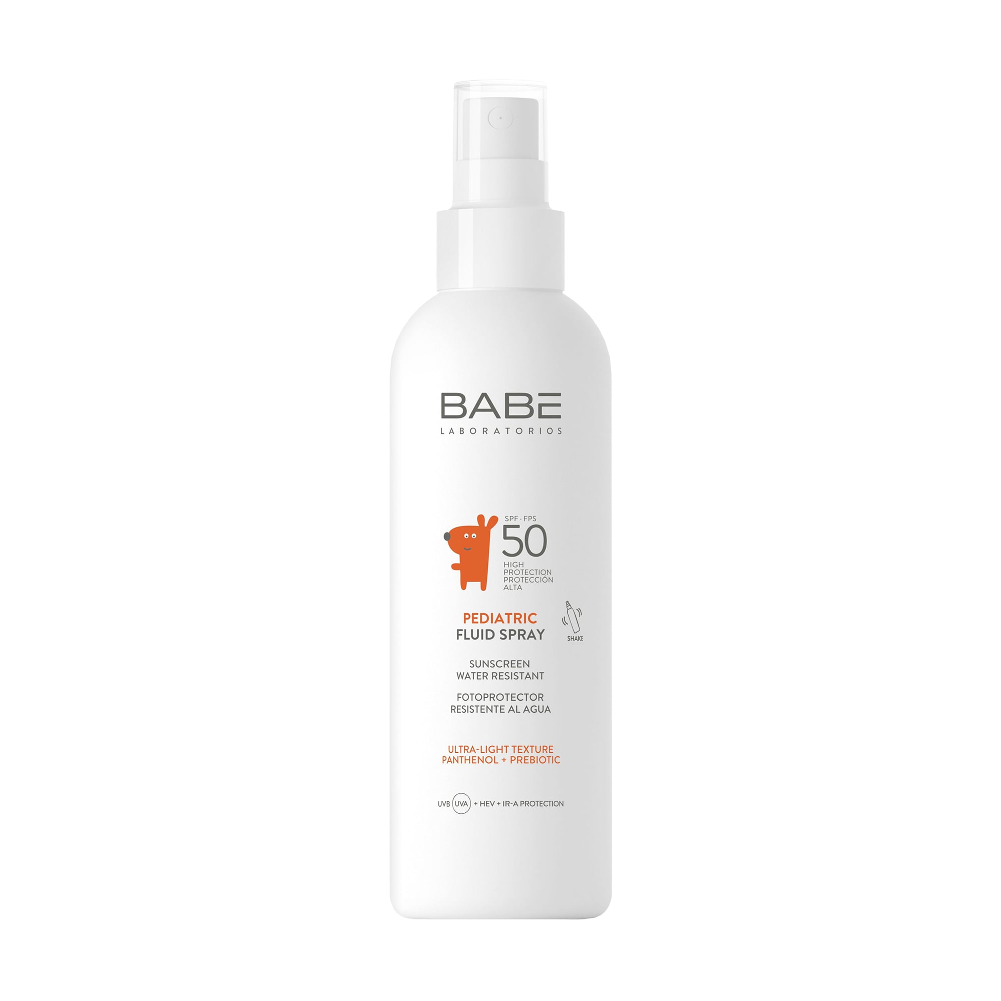 Дитячий сонцезахисний флюїд-спрей BABE Laboratorios Pediatric Fluid Spray SPF 50 із пантенолом та пребіотиком, 200 мл