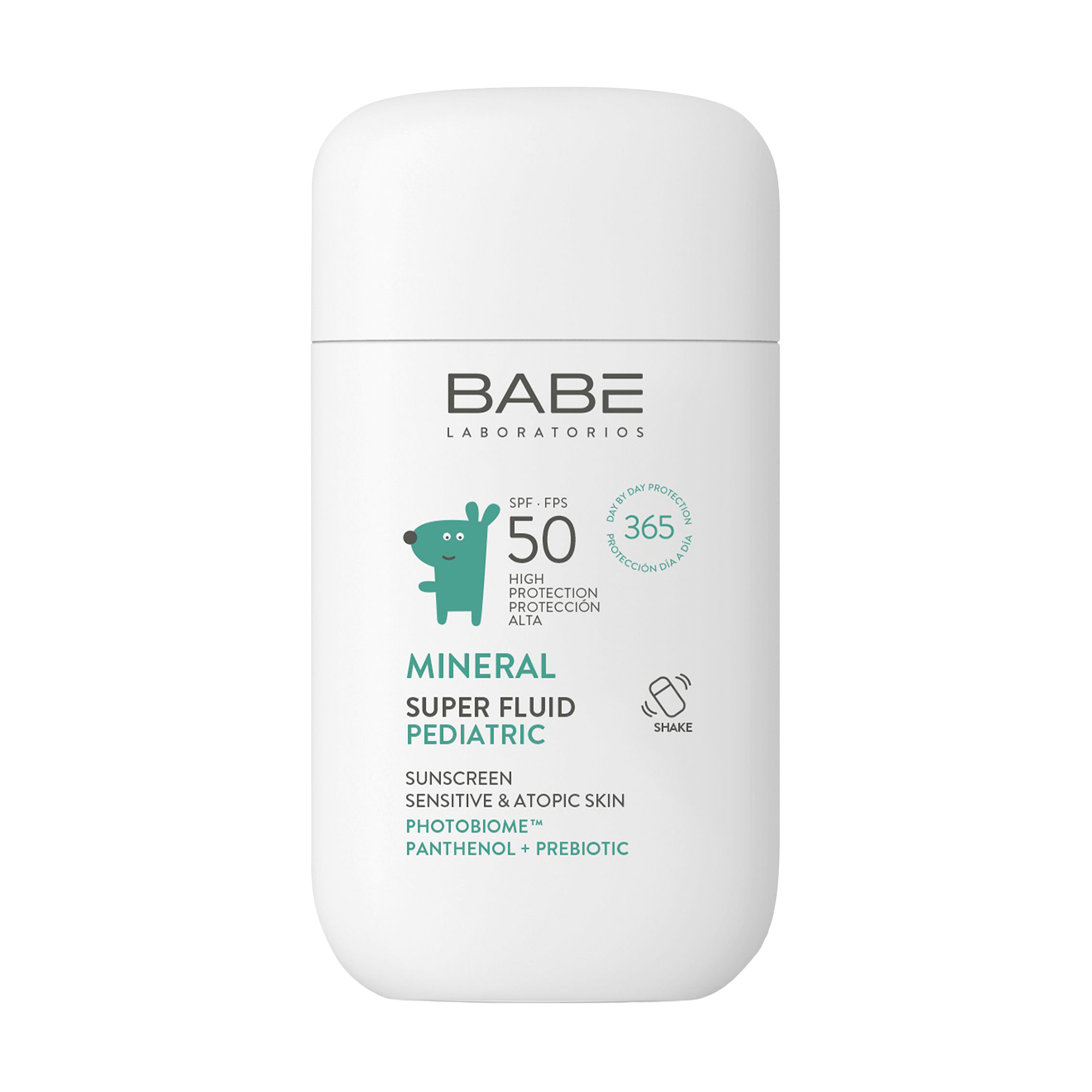Дитячий сонцезахисний мінеральний флюїд BABE Laboratorios Mineral Super Fluid Pediatric SPF 50 із фізичними фільтрами, пантенолом і пребіотиком, 50 мл