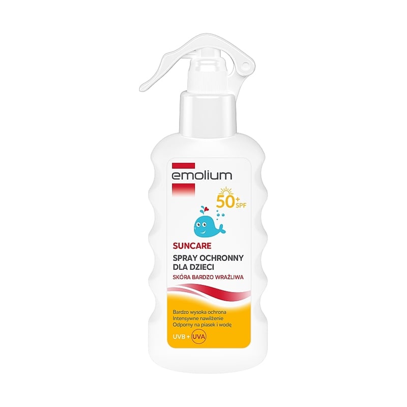 Дитячий сонцезахисний спрей для тіла Emolium Suncare, SPF 50+, для дуже чутливої шкіри, 175 мл