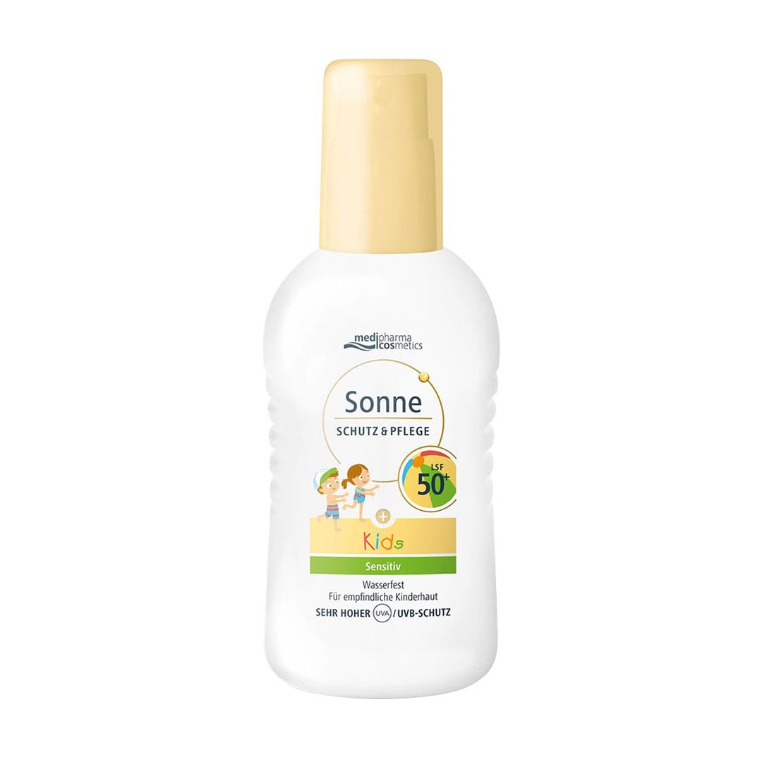 Дитячий сонцезахисний водостійкий спрей-емульсія для тіла Sonne Kids Sensitiv, SPF 50+, 200 мл