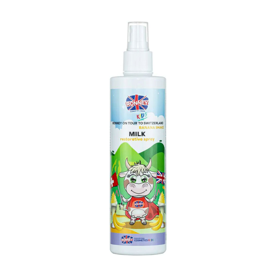 Дитячий спрей-молочко для волосся Ronney Kids On Tour To Switzerland Banana Shake Milk Restorative Spray, 300 мл