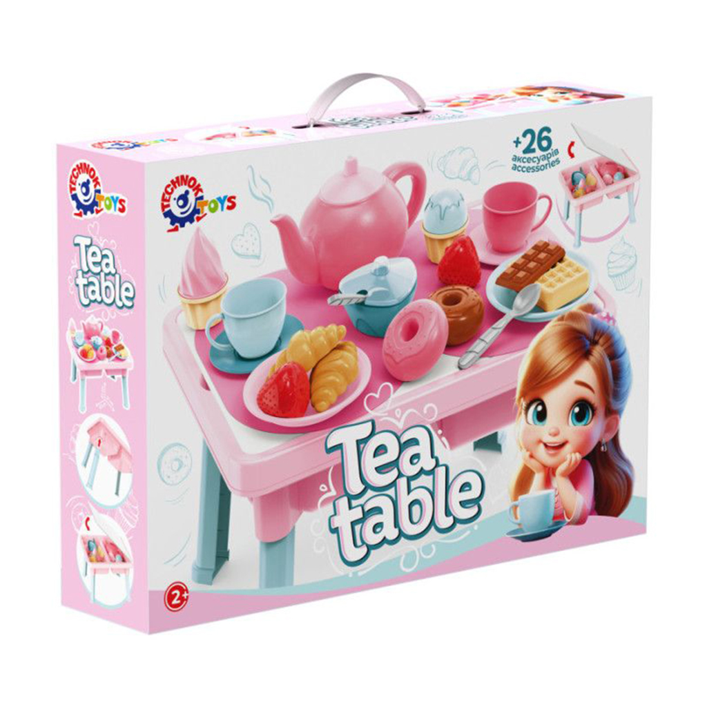 Дитячий столик-органайзер з чайним набором TechnoK Tea Table 26 аксесуарів, від 2 років, 44*31.5*10 см (2246)