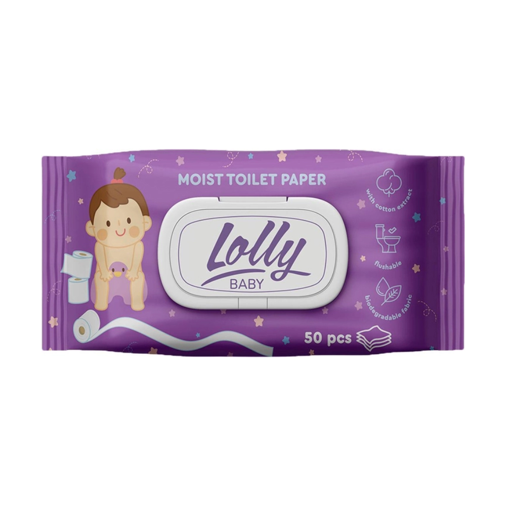 Дитячий вологий туалетний папір Lolly Baby, 50 шт