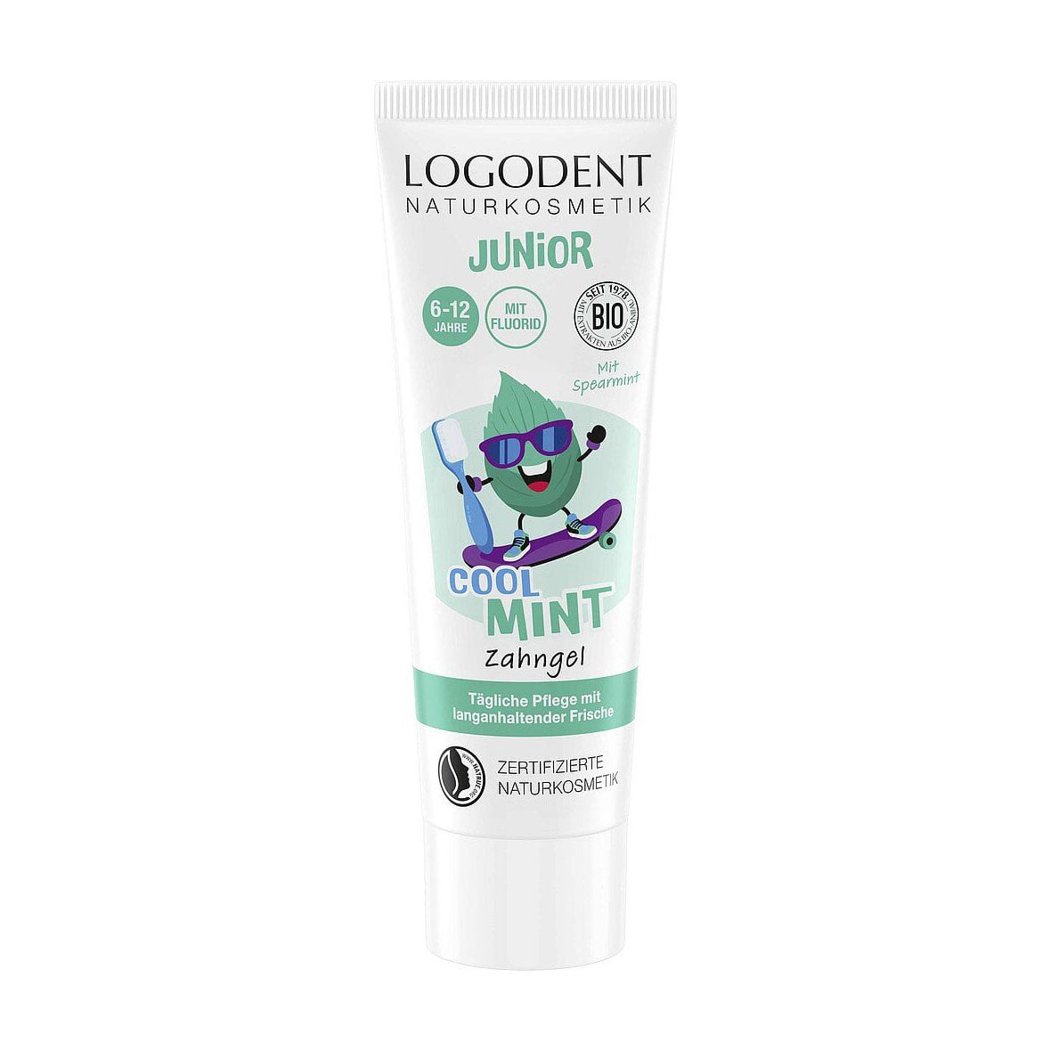 Дитячий зубний гель Logodent Junior Cool Mint з фтором, від 6 до 12 років, 75 мл