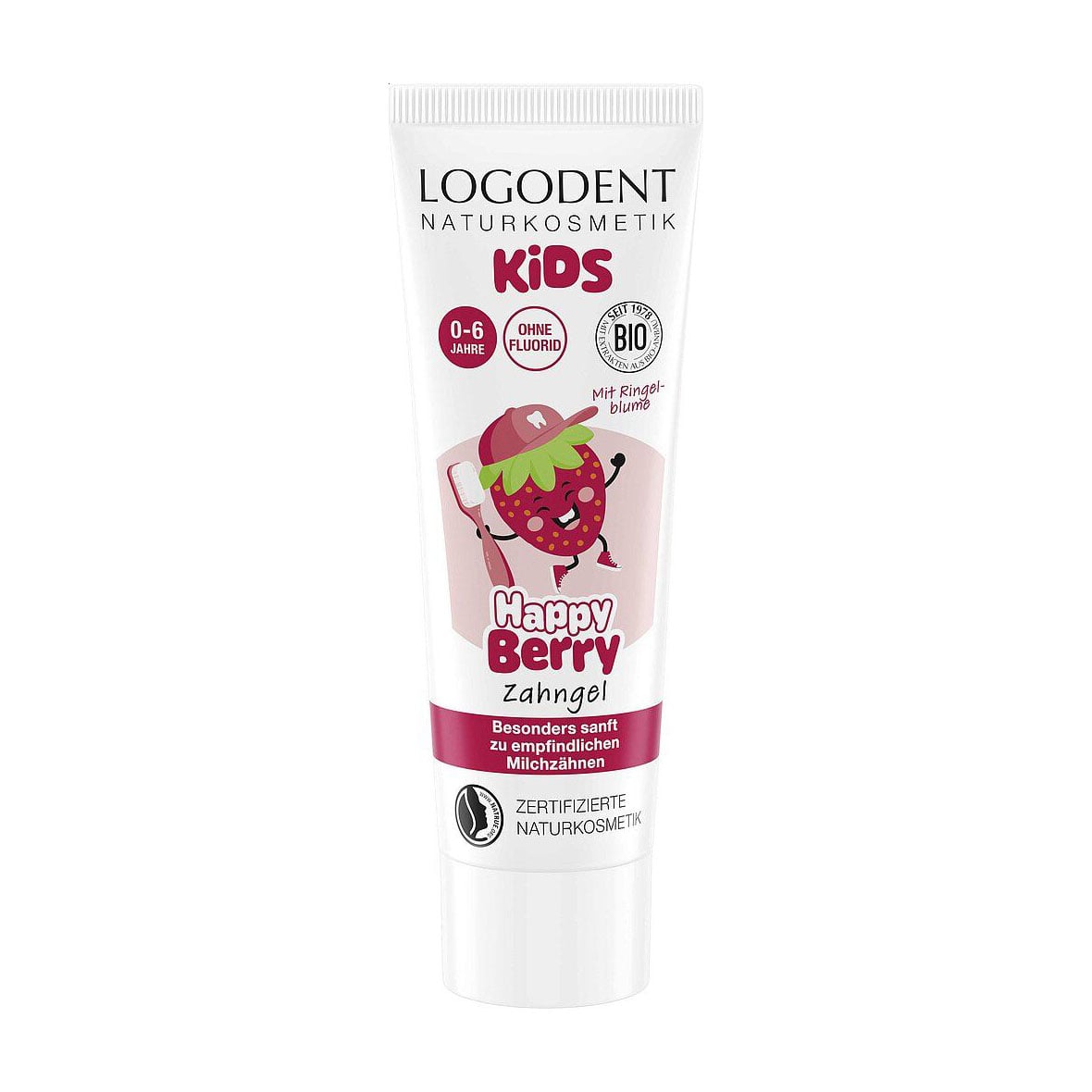 Дитячий зубний гель Logodent Kids Happy Berry без фтору, від народження до 6 років, 75 мл