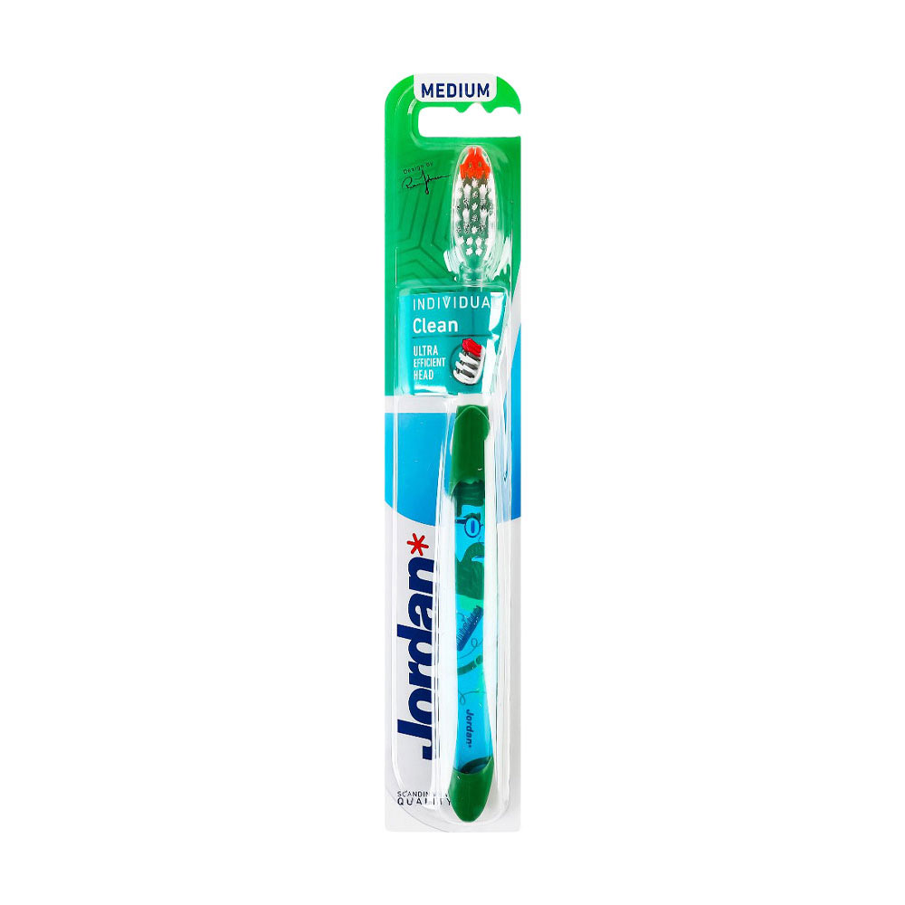 Дизайнерська зубна щітка Jordan Individual Clean Середня, блакитно-зелена, 1 шт