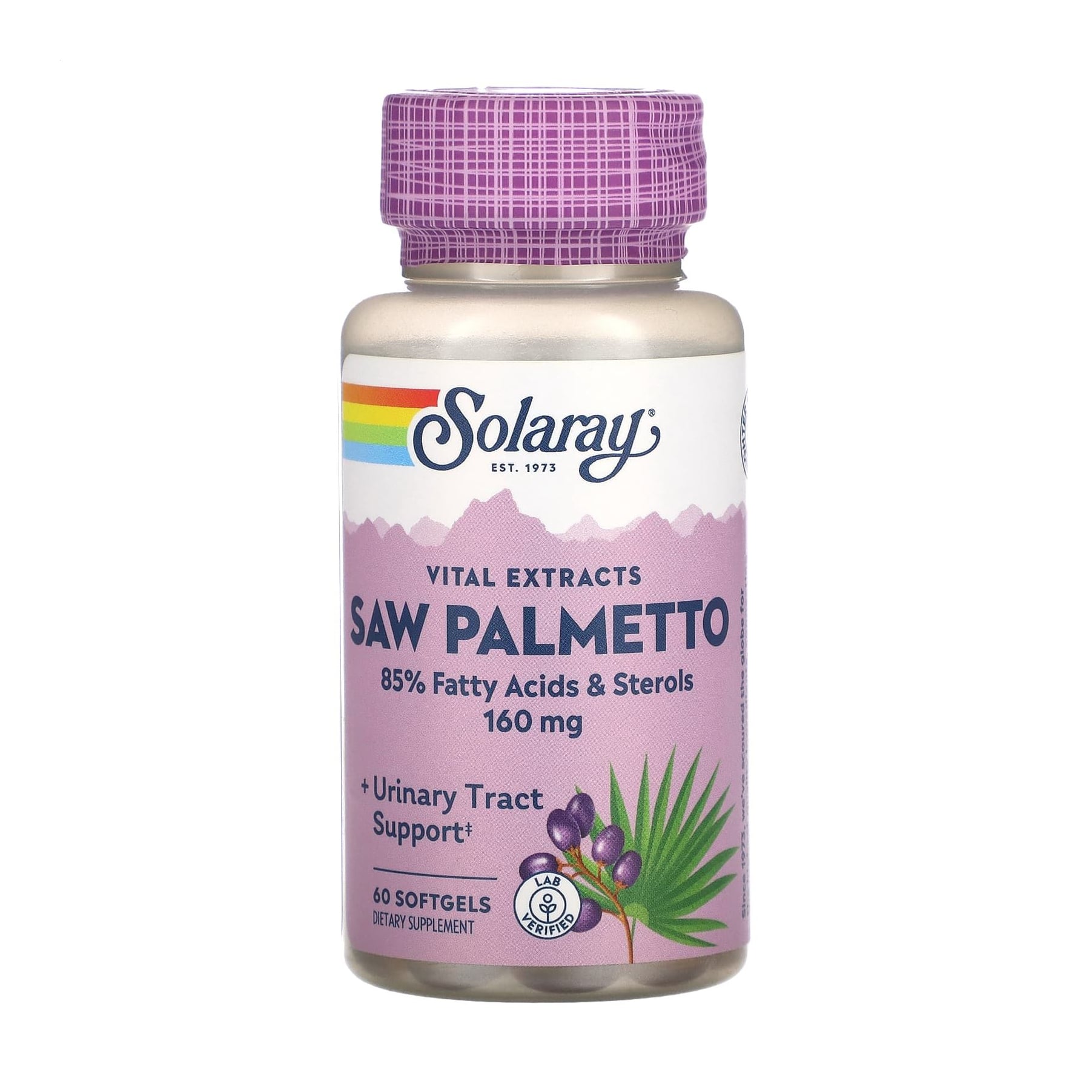 Екстракти ягід сереноа Solaray Saw Palmetto Berry Extract, 160 мг, 60 гелевих капсул