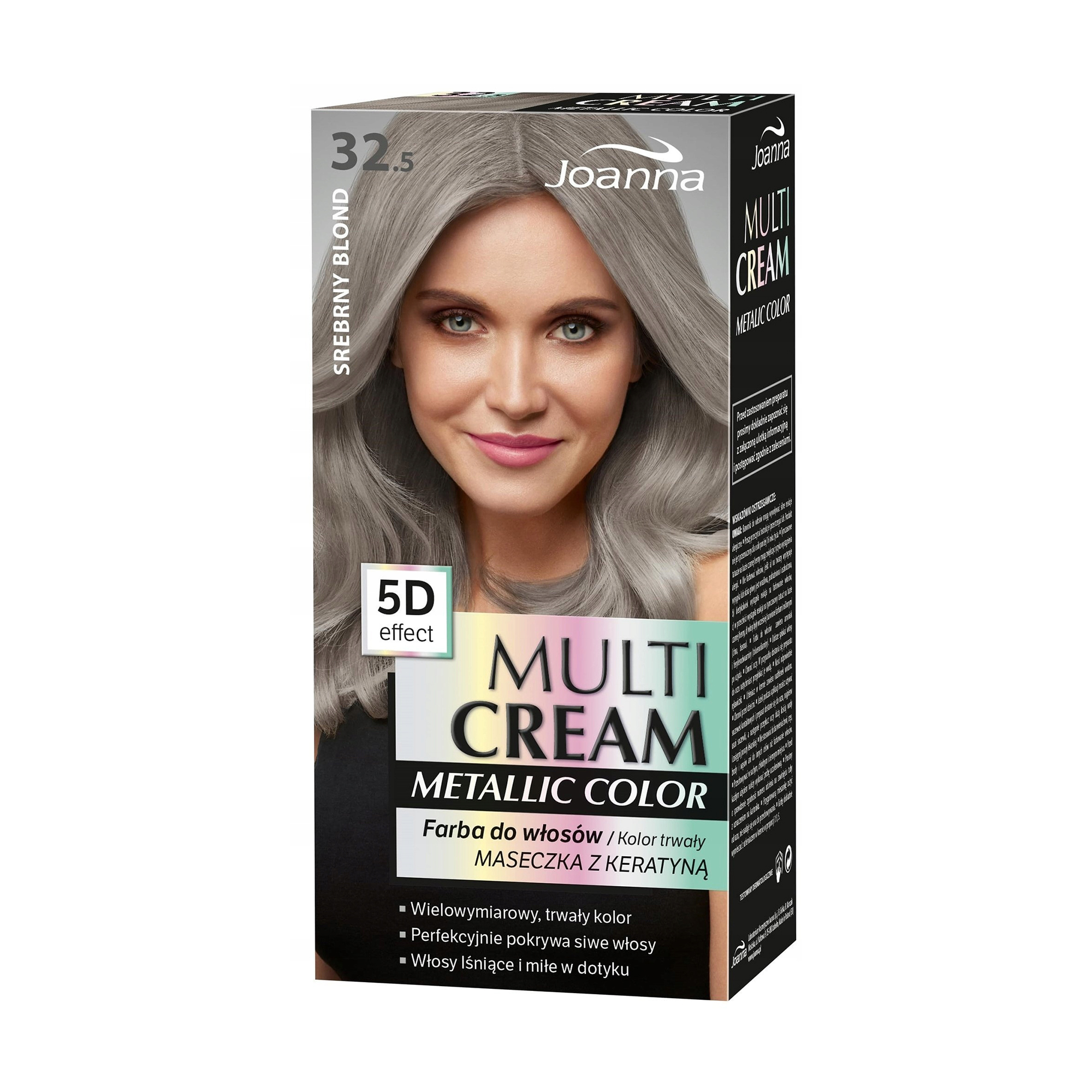 Фарба для волосся Joanna Multi Cream Metallic Color 32.5 Сріблястий блонд, 100 мл