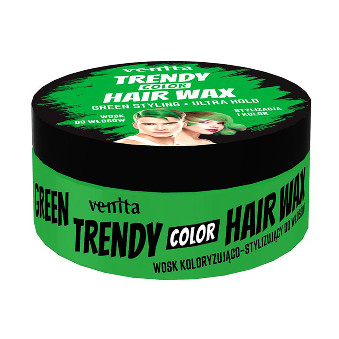 Фарбувальний віск для стилізації волосся Venita Trendy Color Hair Wax, Green, 75 г