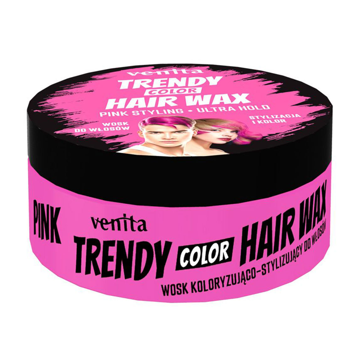 Фарбувальний віск для стилізації волосся Venita Trendy Color Hair Wax, Pink, 75 г