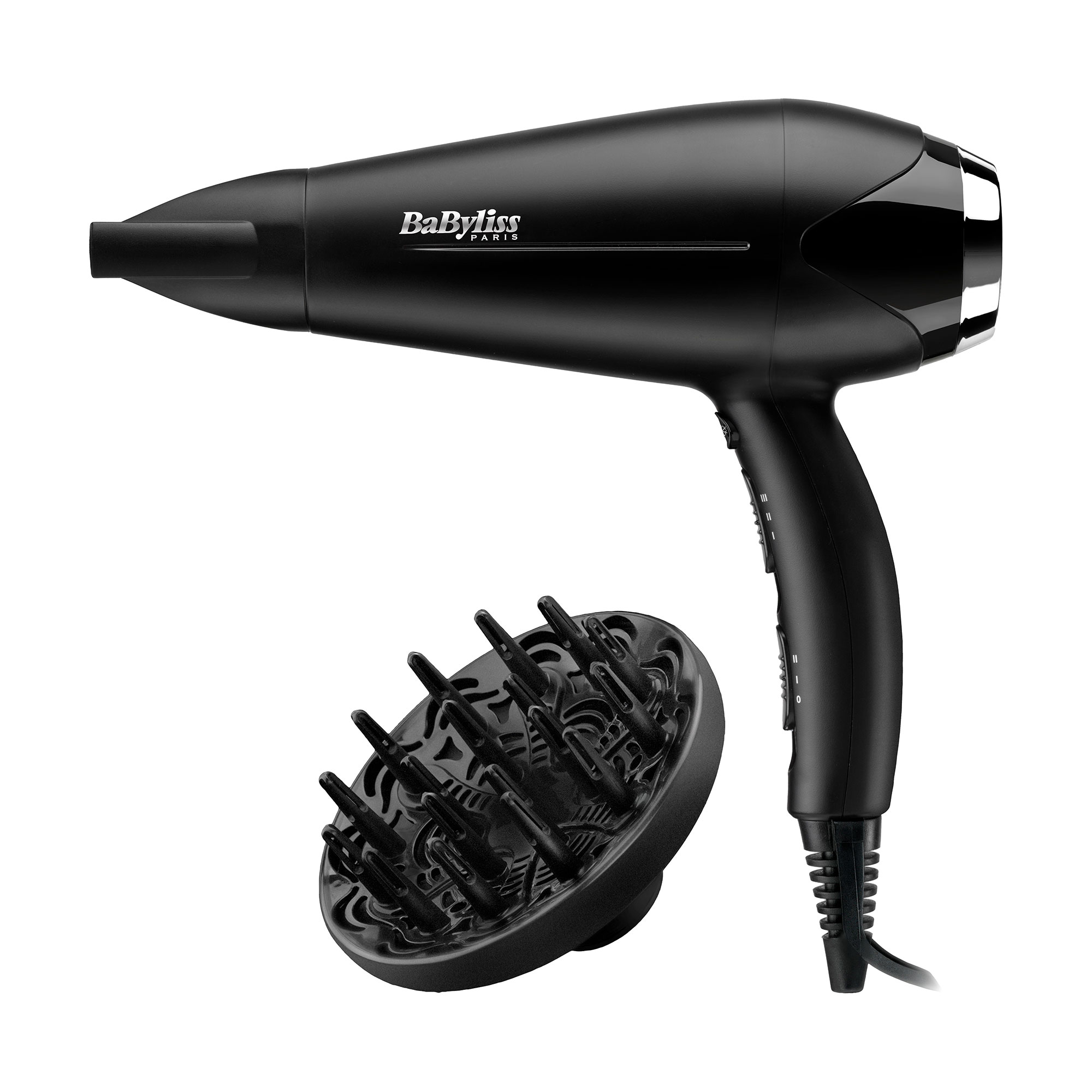 Фен для волосся Babyliss Turbo Smooth 2200 з насадками концентратор та диффузор, чорний (D572DE)