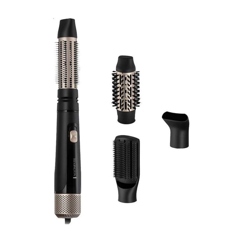 Фен-щітка для волосся Remington Blow Dry &amp; Style Caring 4 насадки, з чохлом, чорно-золотий (AS7500)
