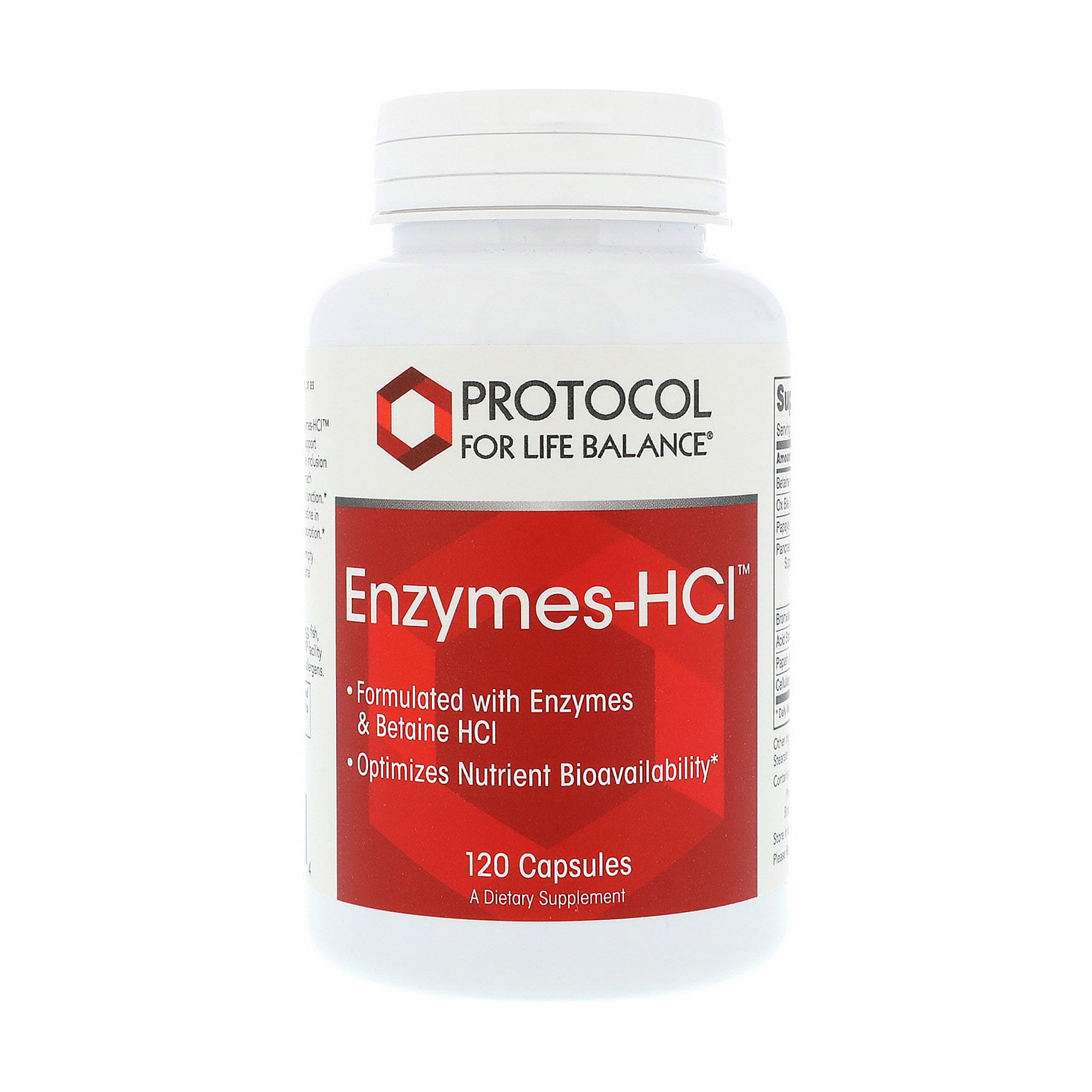 Ферменти бетаїн гідрохлориду Protocol For Life Balance Enzymes-HCI, 120 капсул