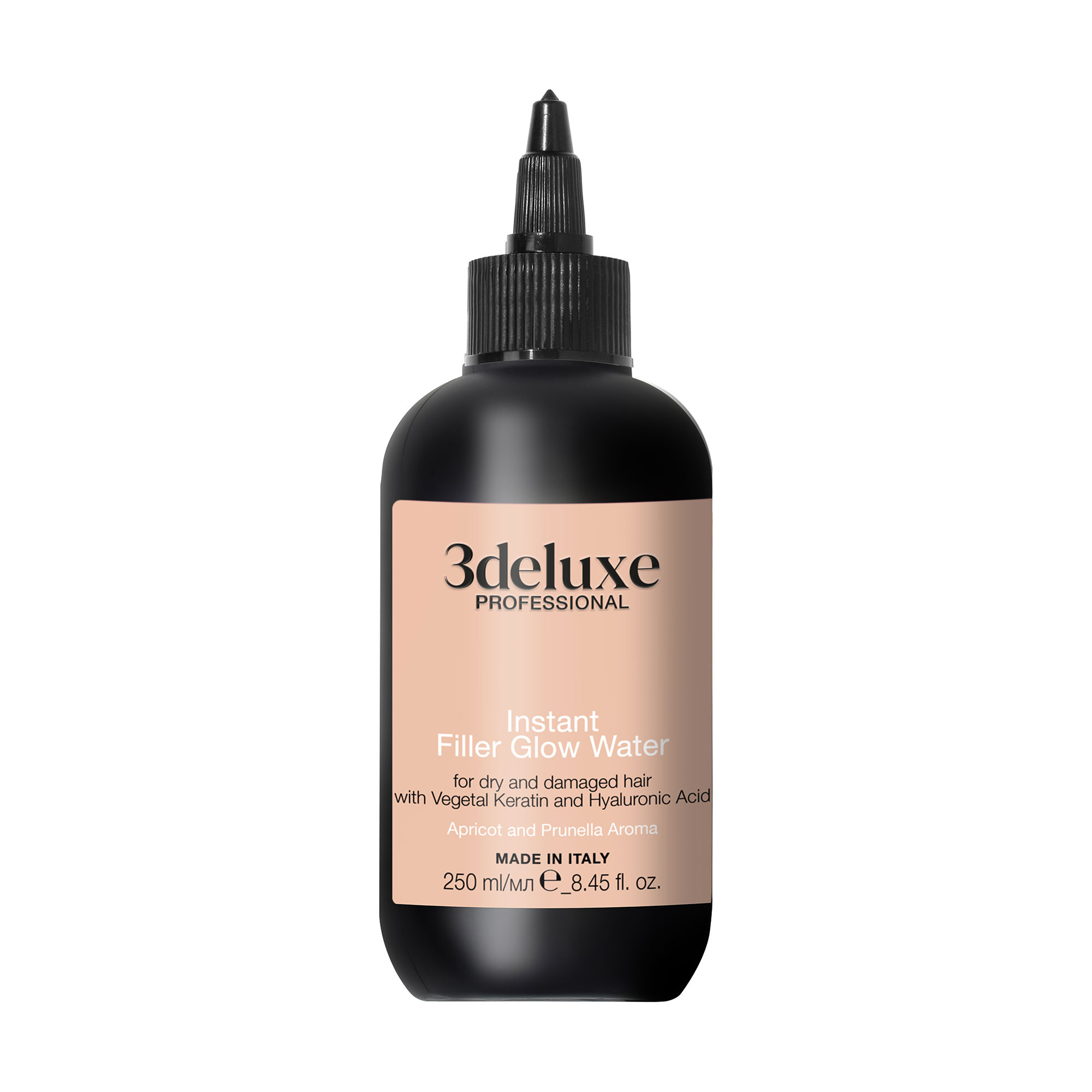 Філер 3DeLuXe Instant Filler Glow Water для надання блиску волоссю, з рослинним кератином та гіалуроновою кислотою, 250 мл