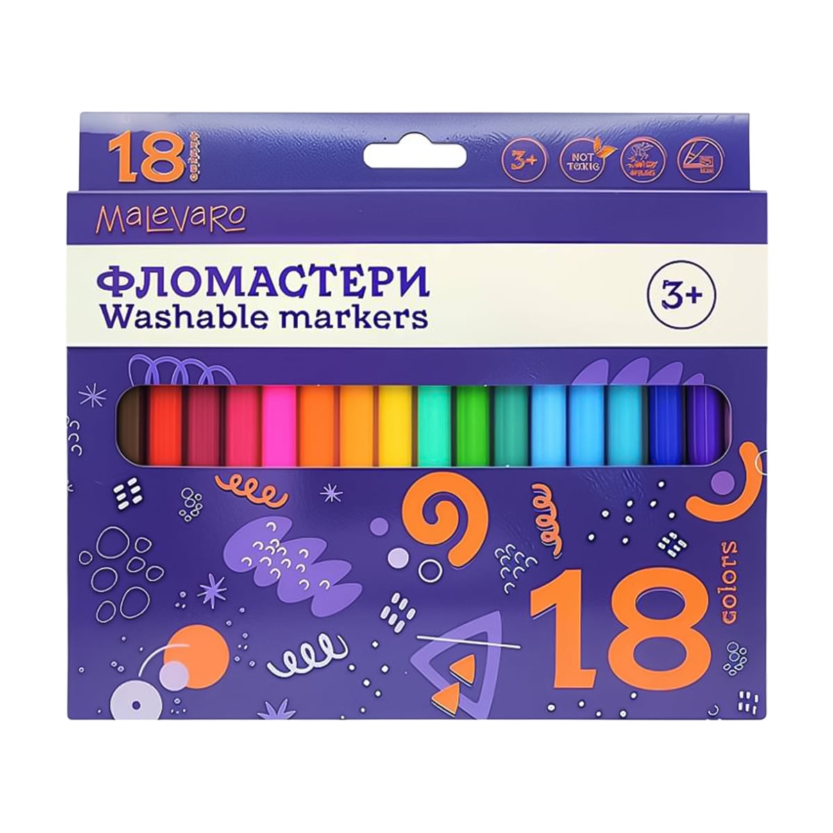 Фломастери Malevaro від 3 років, 18 кольорів (764026ML)