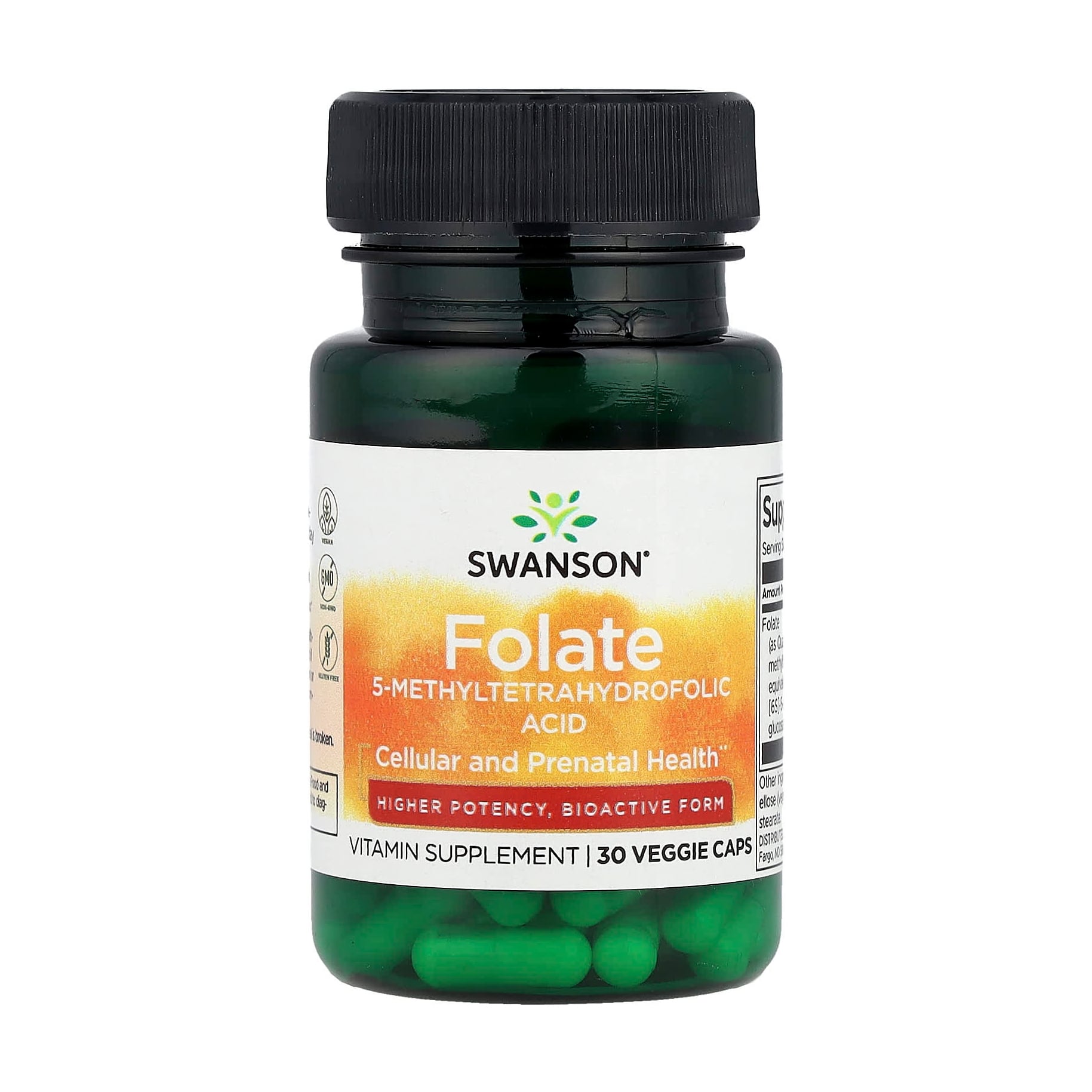 Фолат (5-метилтетрагідрофолієва кислота) Swanson Folate (5-Methyltetrahydrofolic Acid) 1360 мкг, 30 капсул
