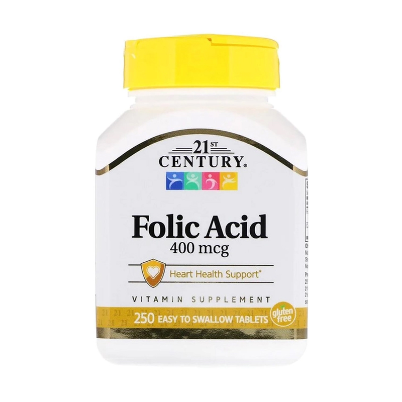 Фолієва кислота 21st Century Folic Acid 400 мкг, 250 таблеток