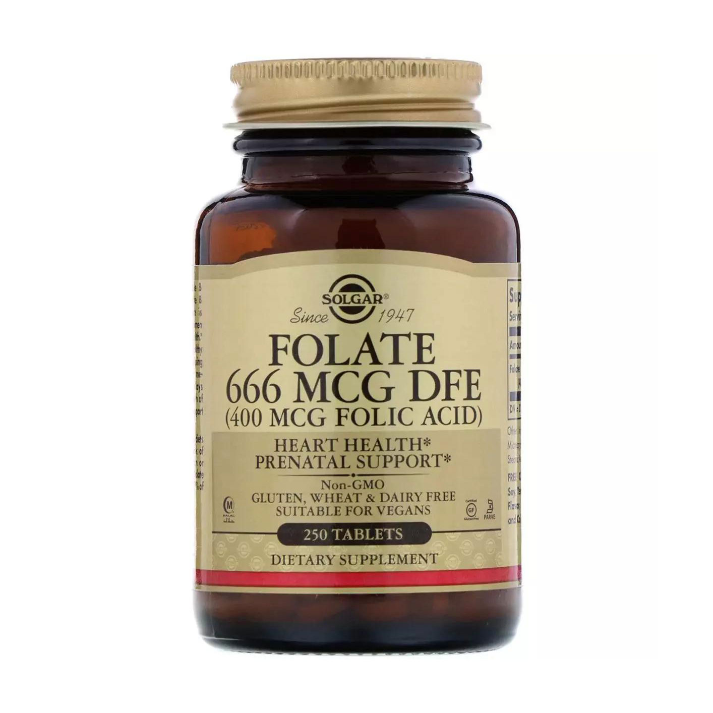 Фолієва кислота Solgar Folic Acid 400 мкг, 250 таблеток