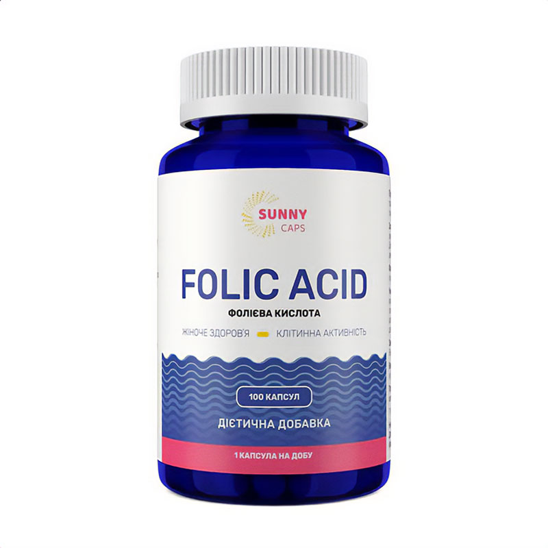 Фолієва кислота Sunny Caps Folic Acid Powerfull 400 мкг, 100 капсул