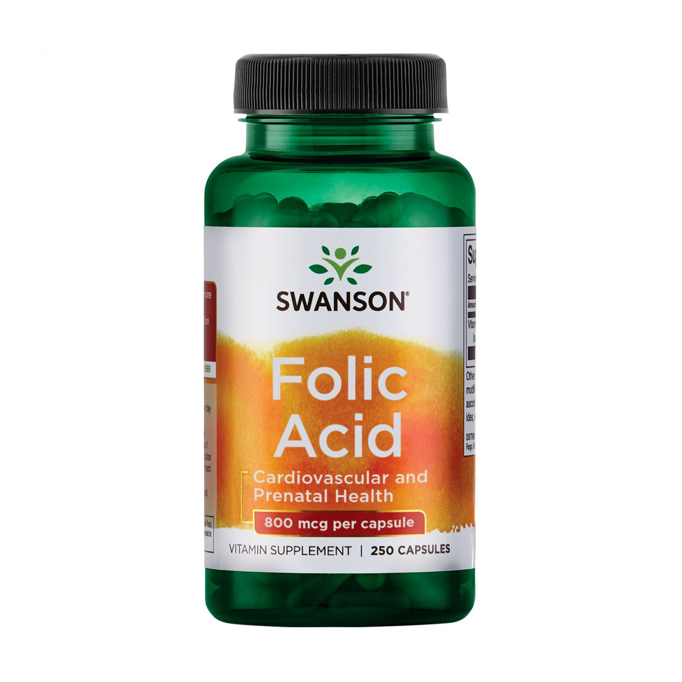 Фолієва кислота Swanson Folic Acid 800 мкг, 250 капсул