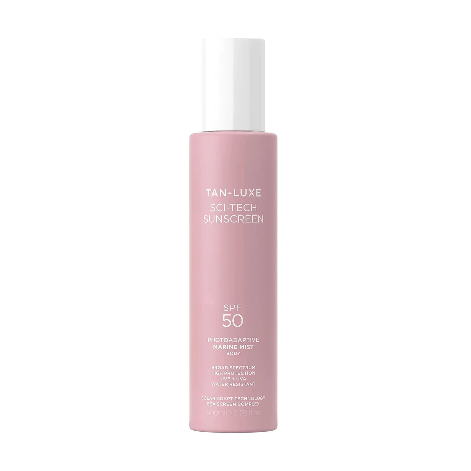 Фотоадаптивний сонцезахисний міст для тіла Tan-Luxe Sci-Tech Sunscreen: Photoadaptive Marine Mist Body SPF 50, 200 мл